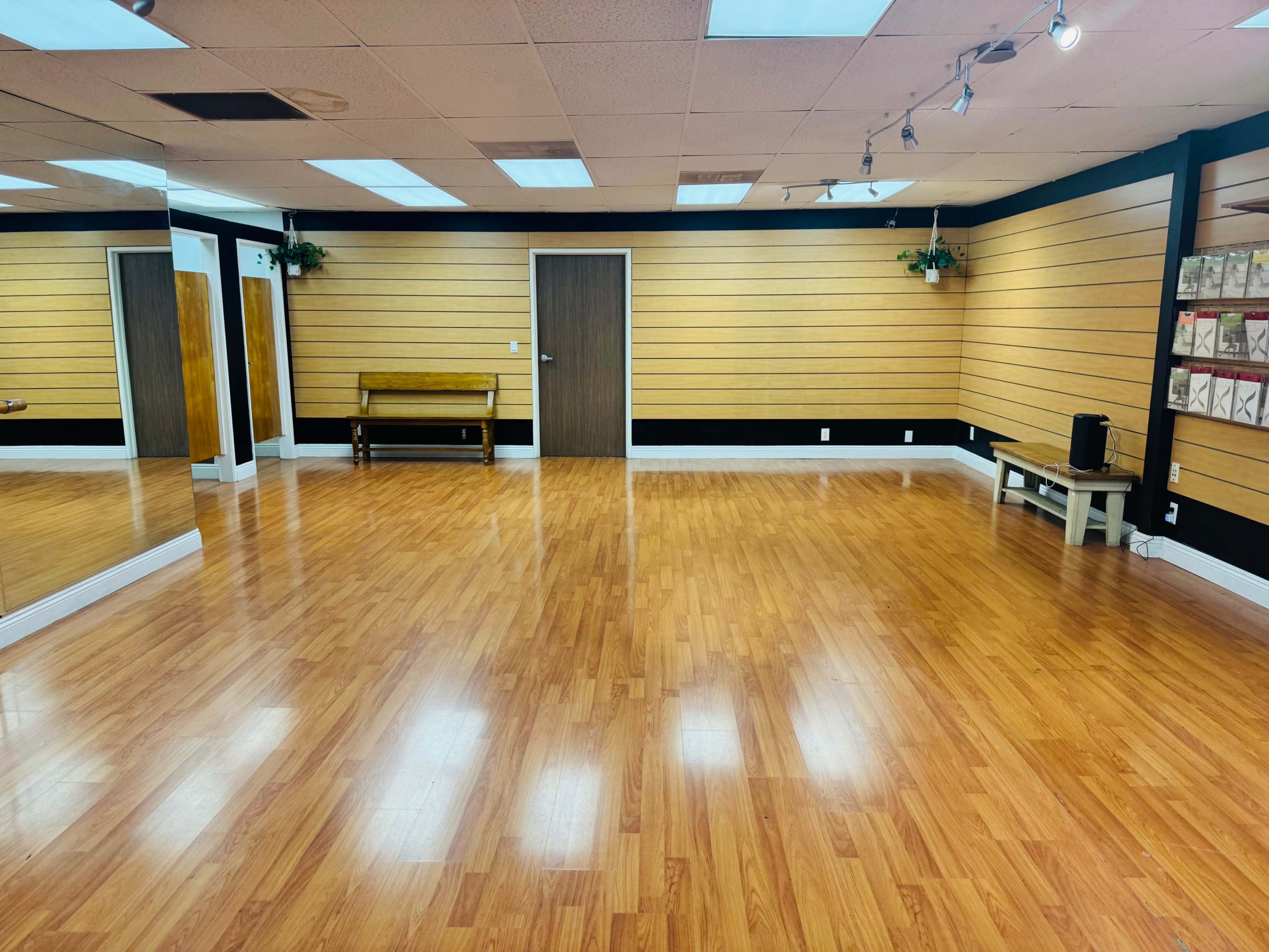 Intimate dance studio or photoshoot space at the back of Atomic Dancewear Store Image in Irvine Business Complex, Irvine, CA
