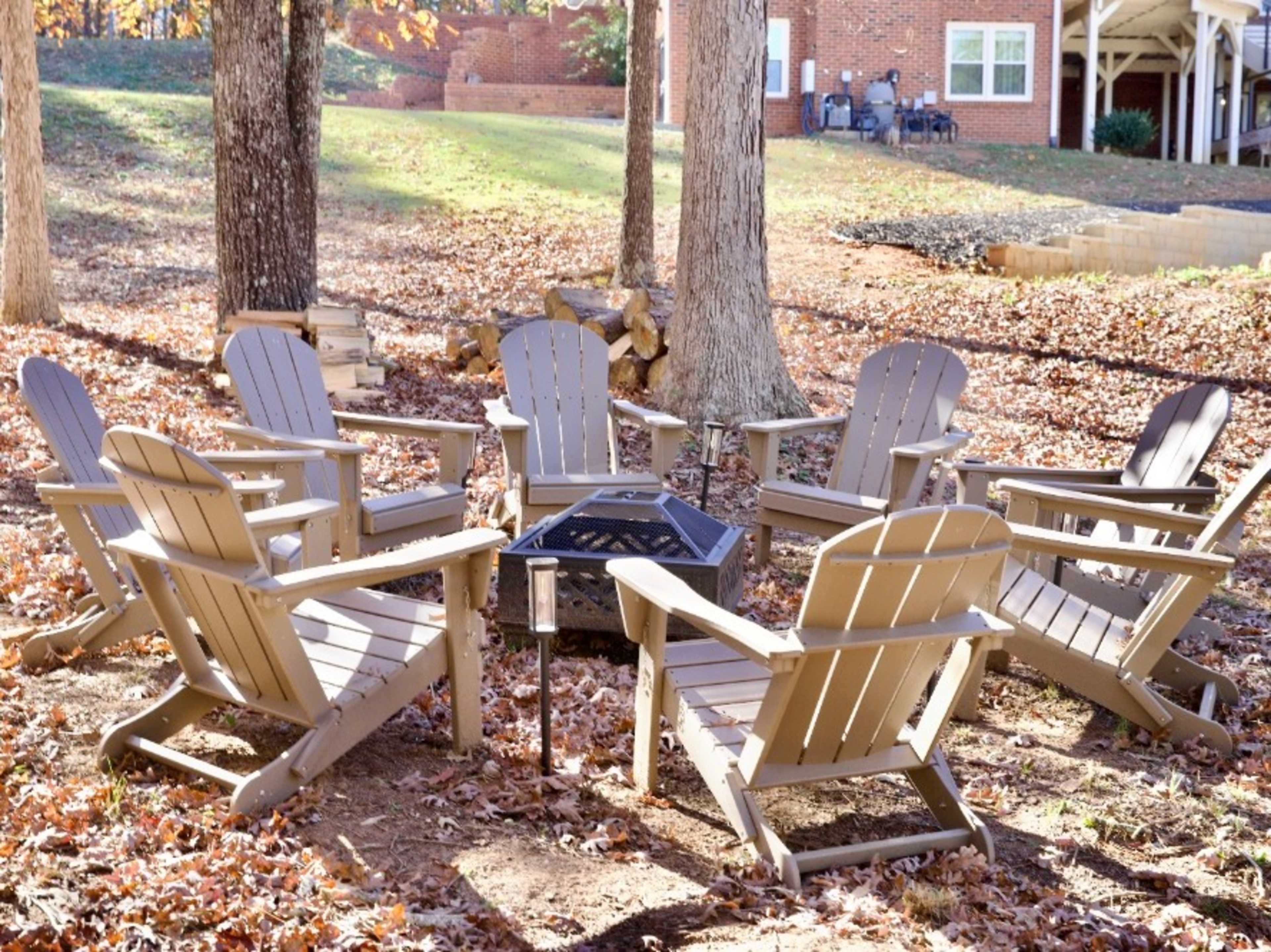 Fire pit in the lawn