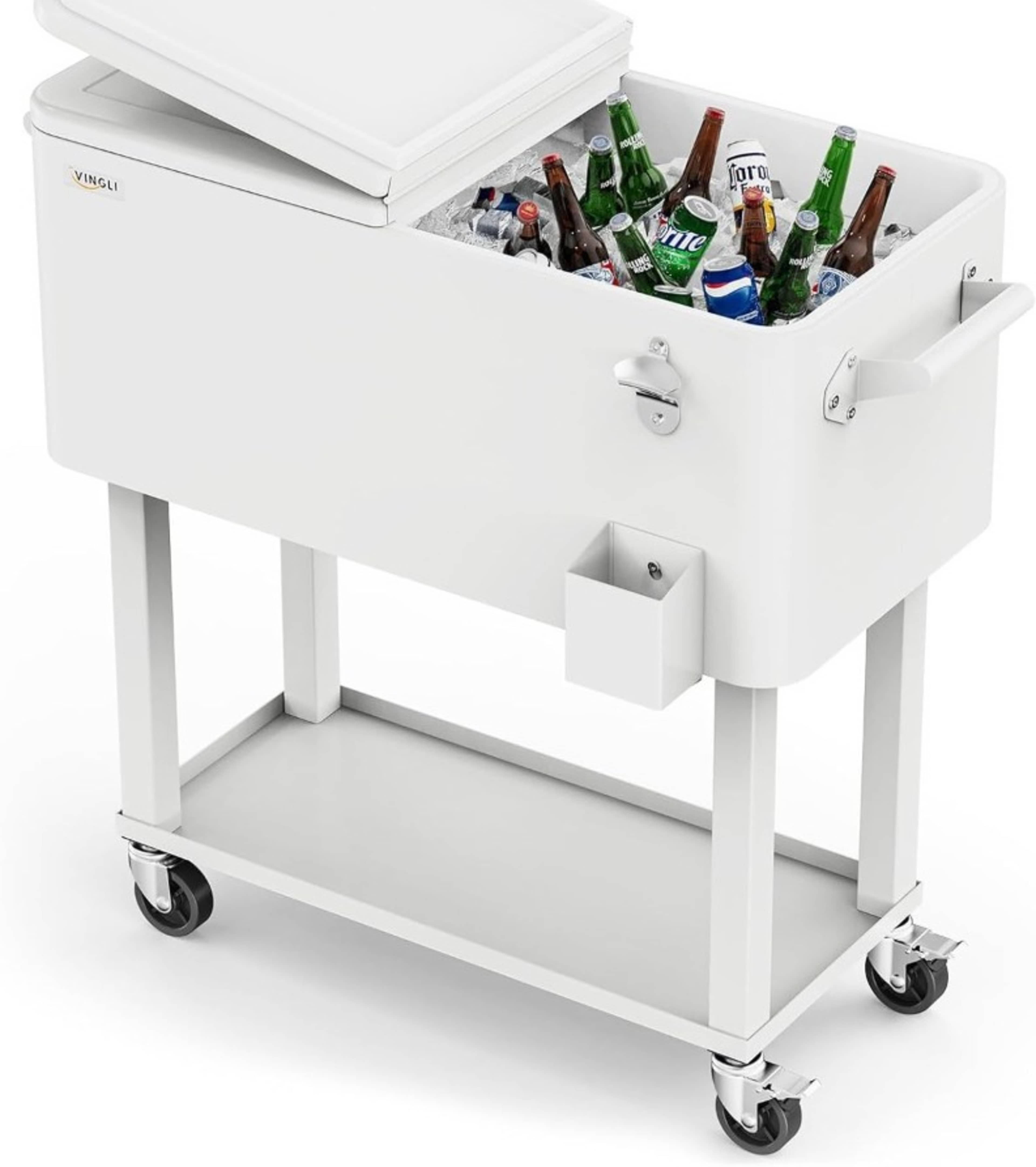 White Rolling Ice Cooler - 80 Quart
