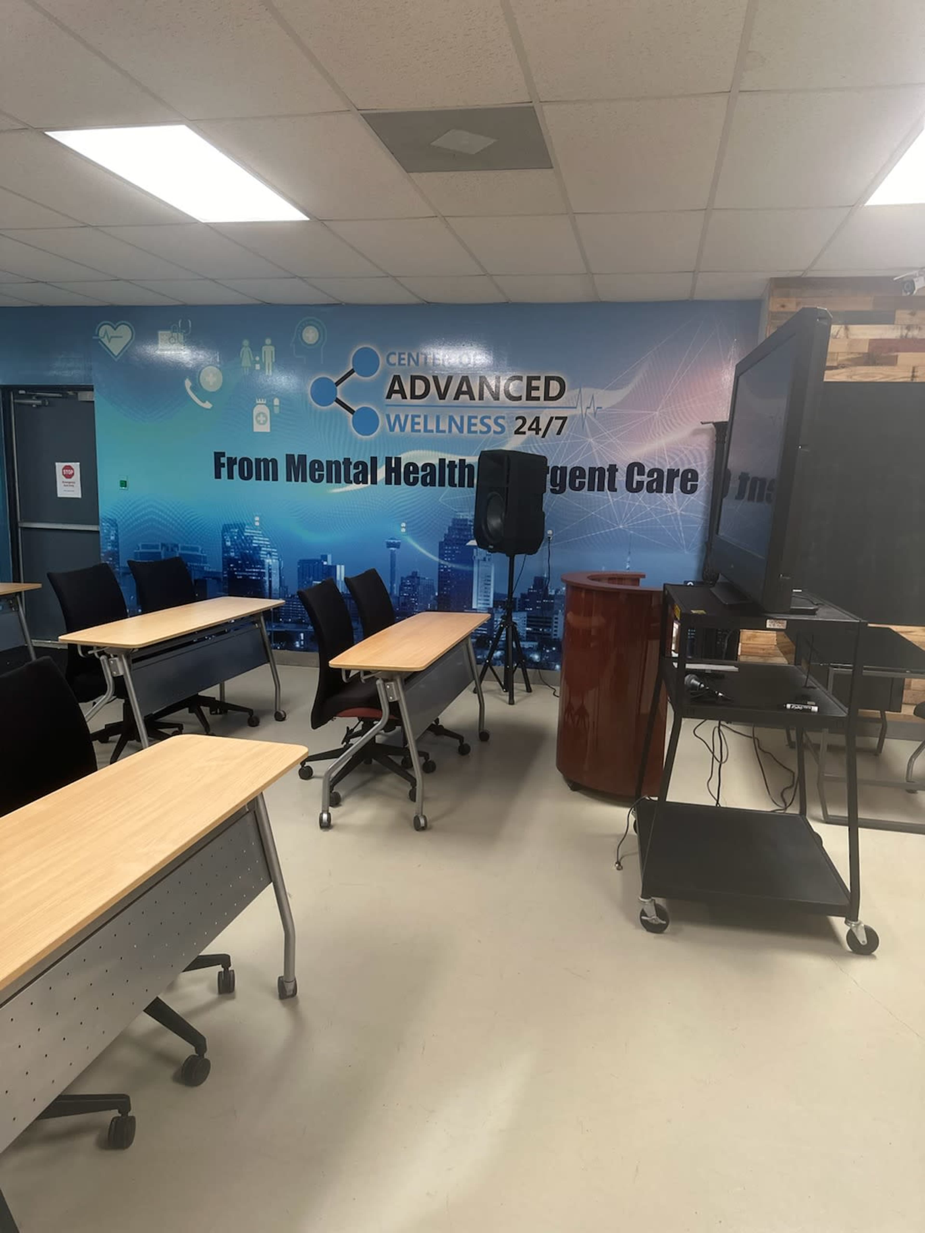 Classroom/Meeting Space Close to Airport with Plenty of Space, Chairs, Tables, Chalkboards, and TV Image in San Antonio International Airport Vicinity, San Antonio, TX