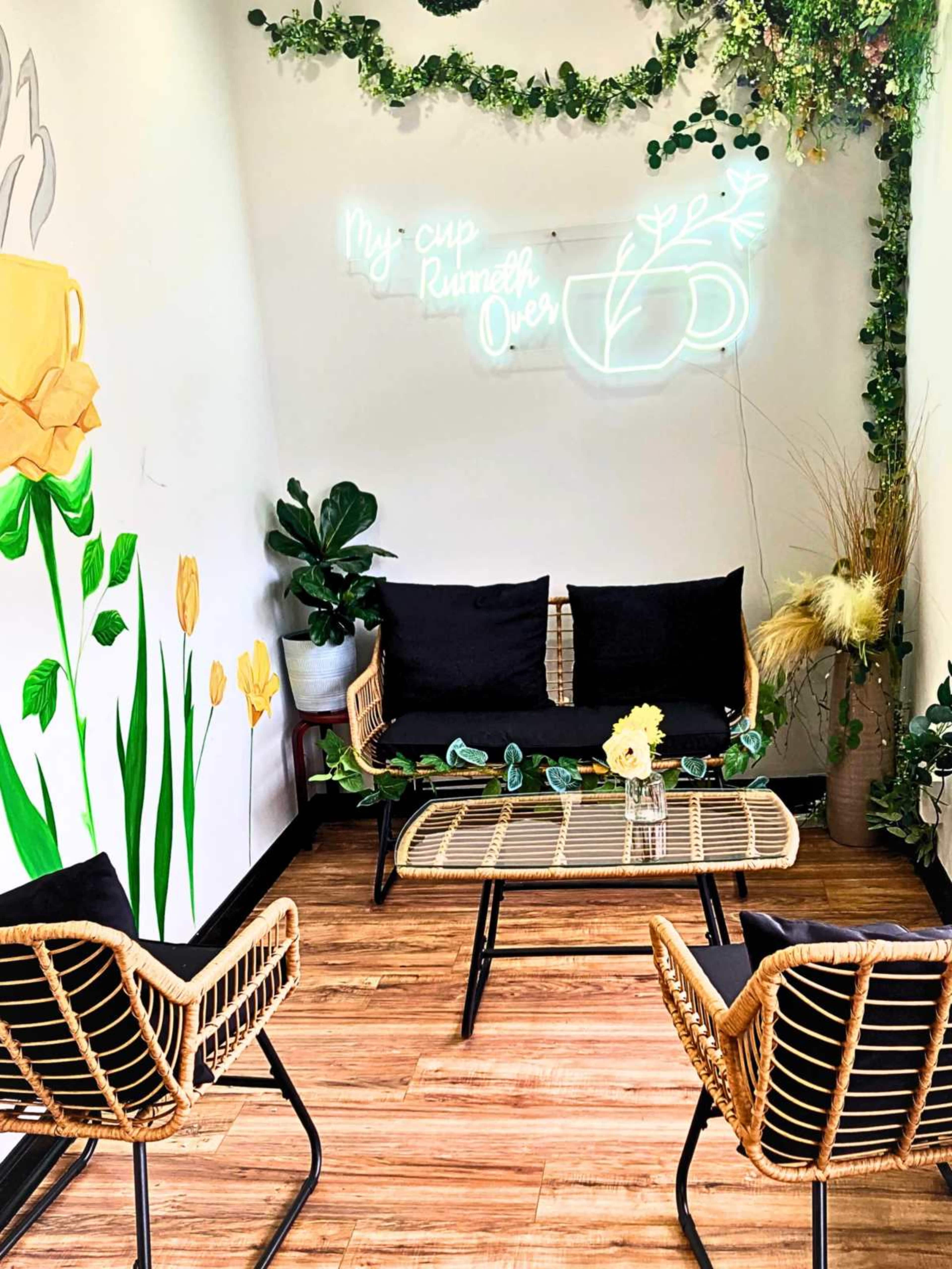 In a plaza with plenty of parking inside a boba and tea cafe with plenty of inspiring corners Image in Robbinsville Center, Hamilton, NJ