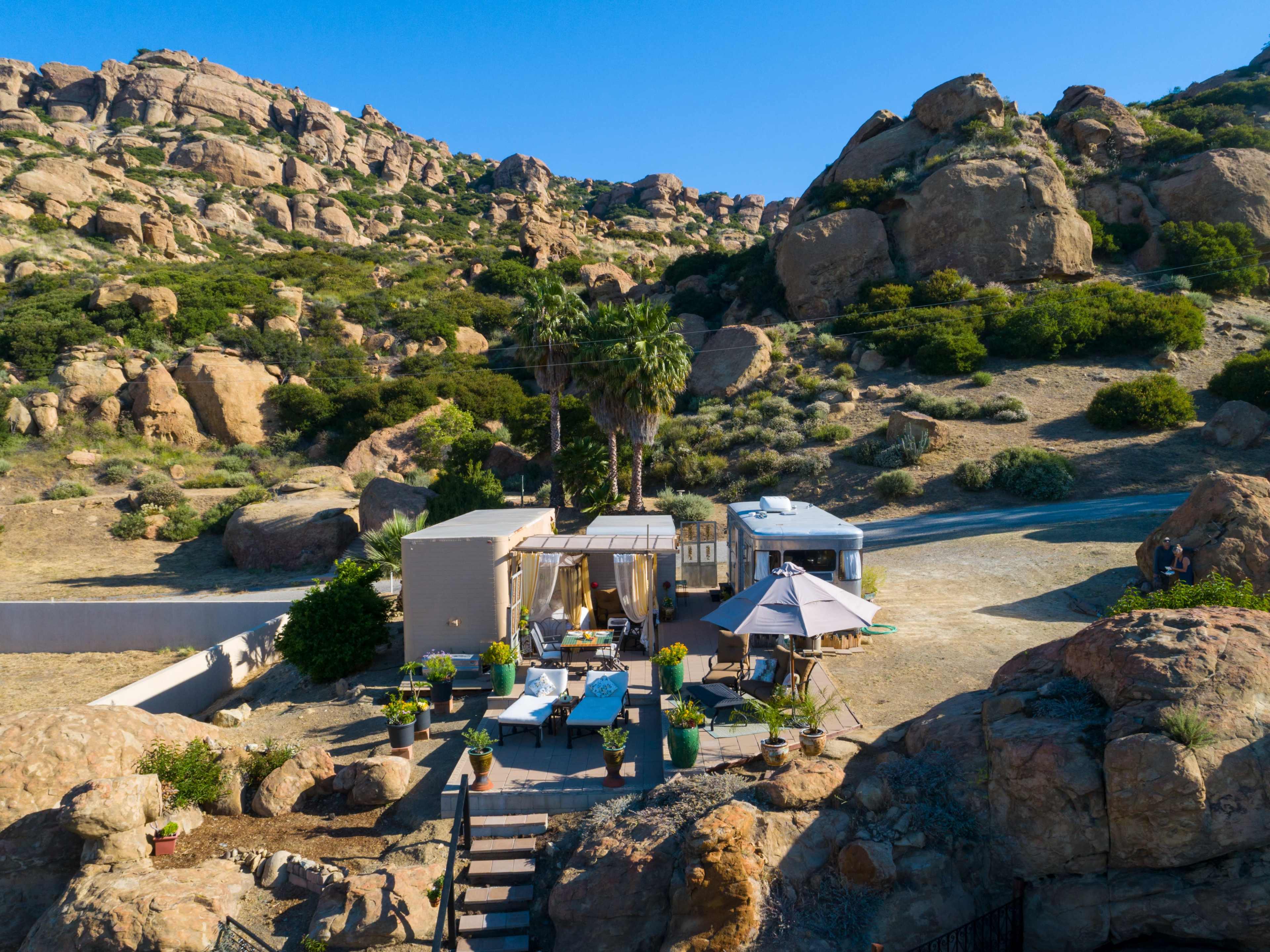 Ultimate glamping view location. Collectible designer vintage trailer. Image in , CHATSWORTH, CA