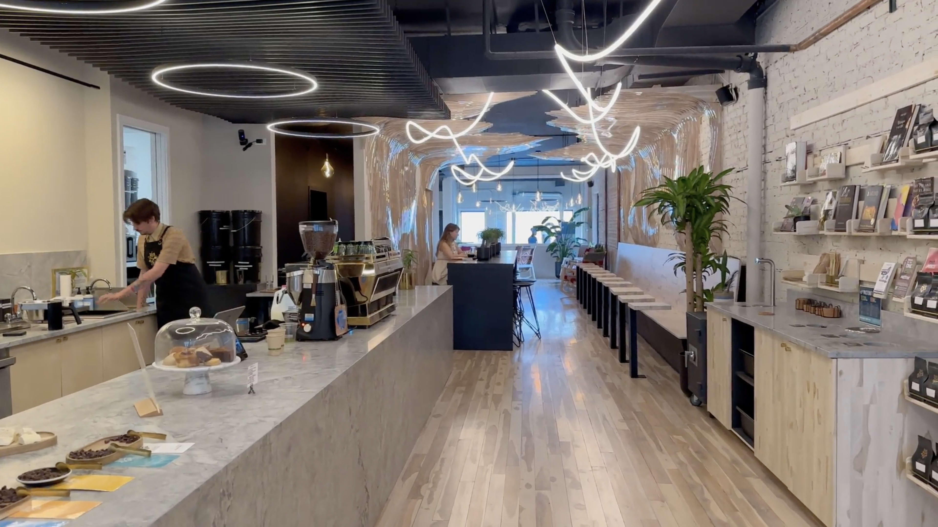 Wicker Park Cafe with Golden Interior Image in West Town, Chicago, IL