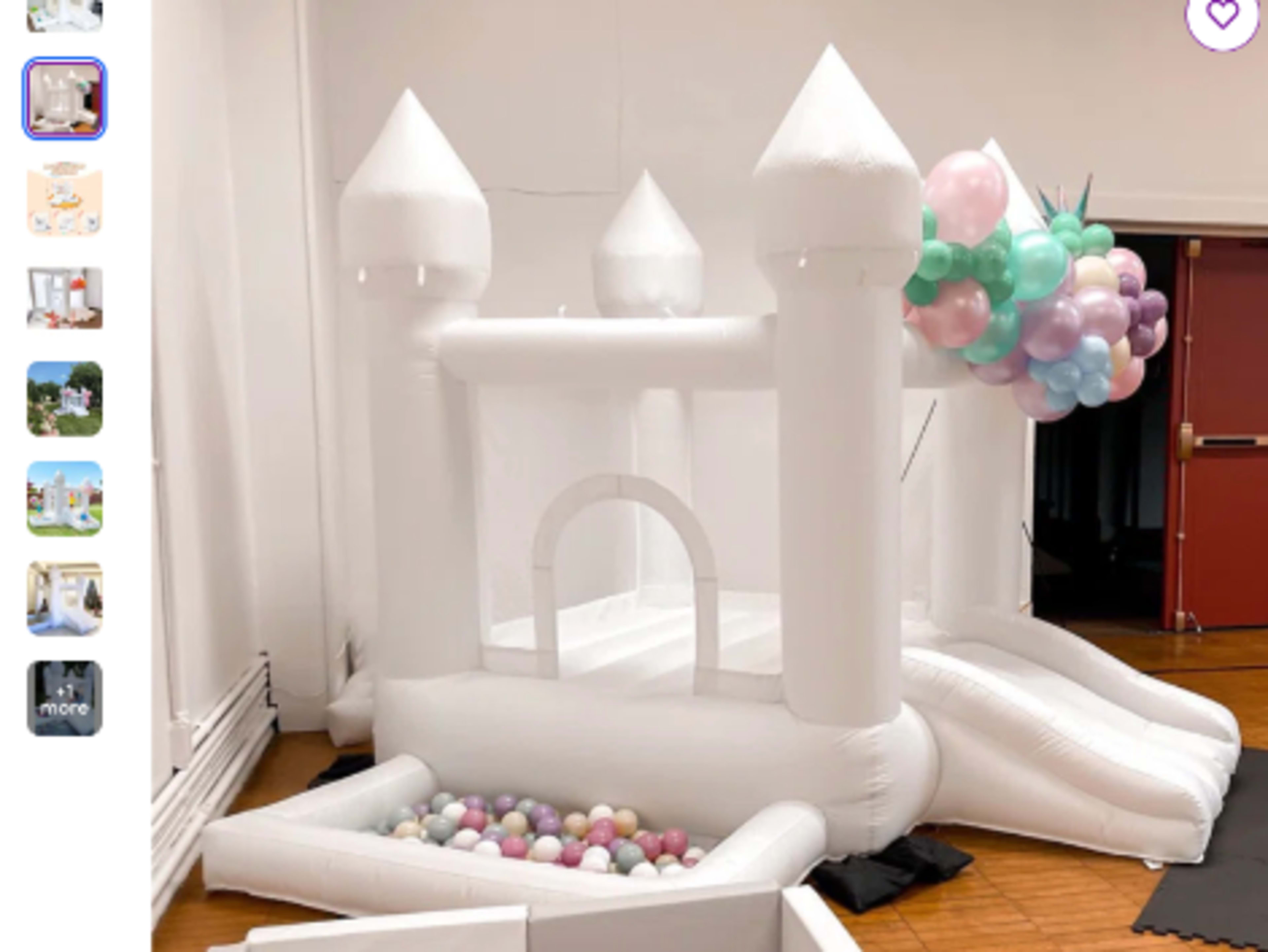 9ft x 9ft White Bounce House w/ Slide + ball pit