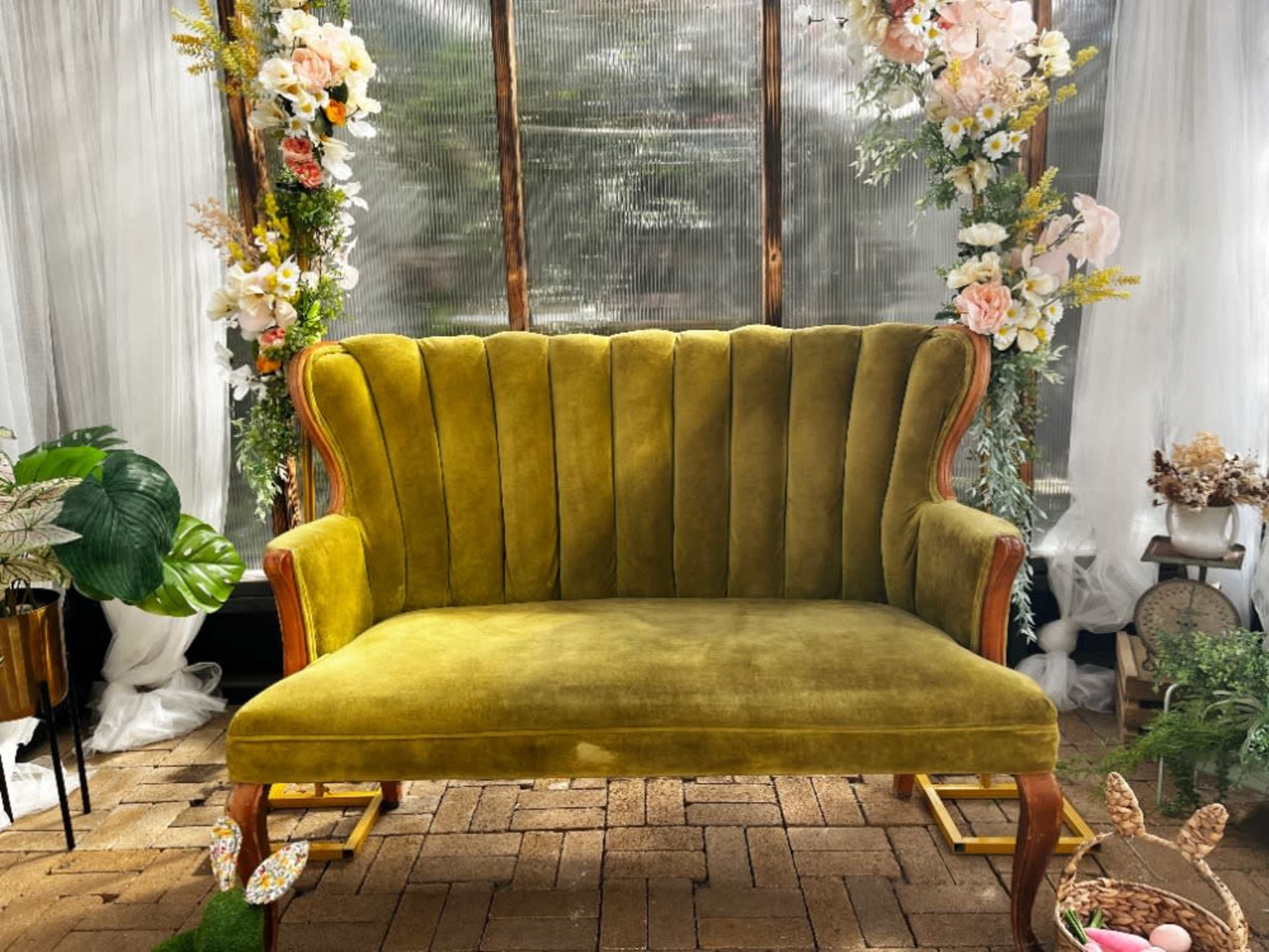 Moss Green Velvet Couch