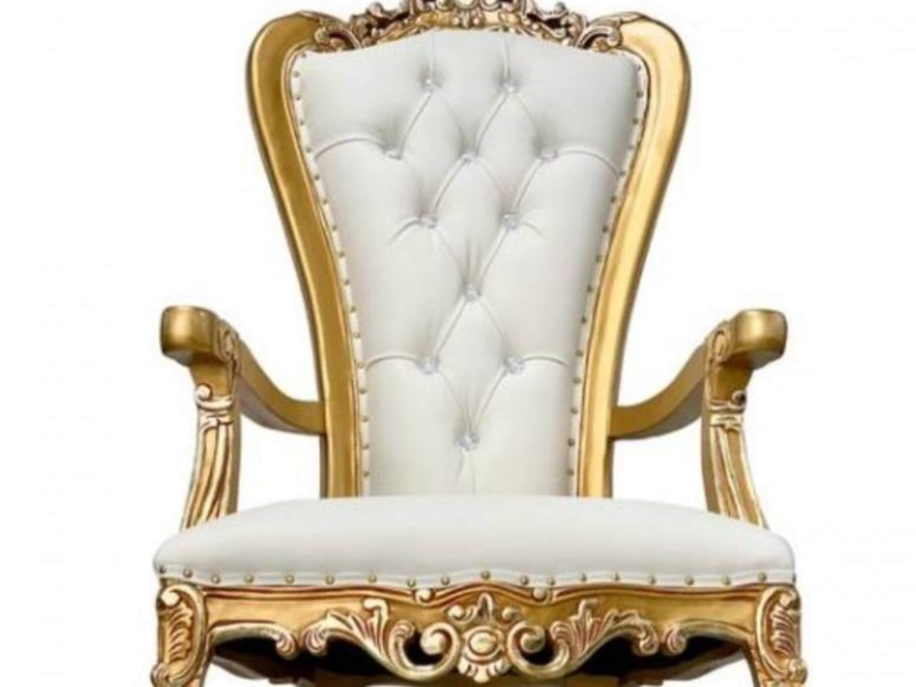 White & Gold Throne Chair