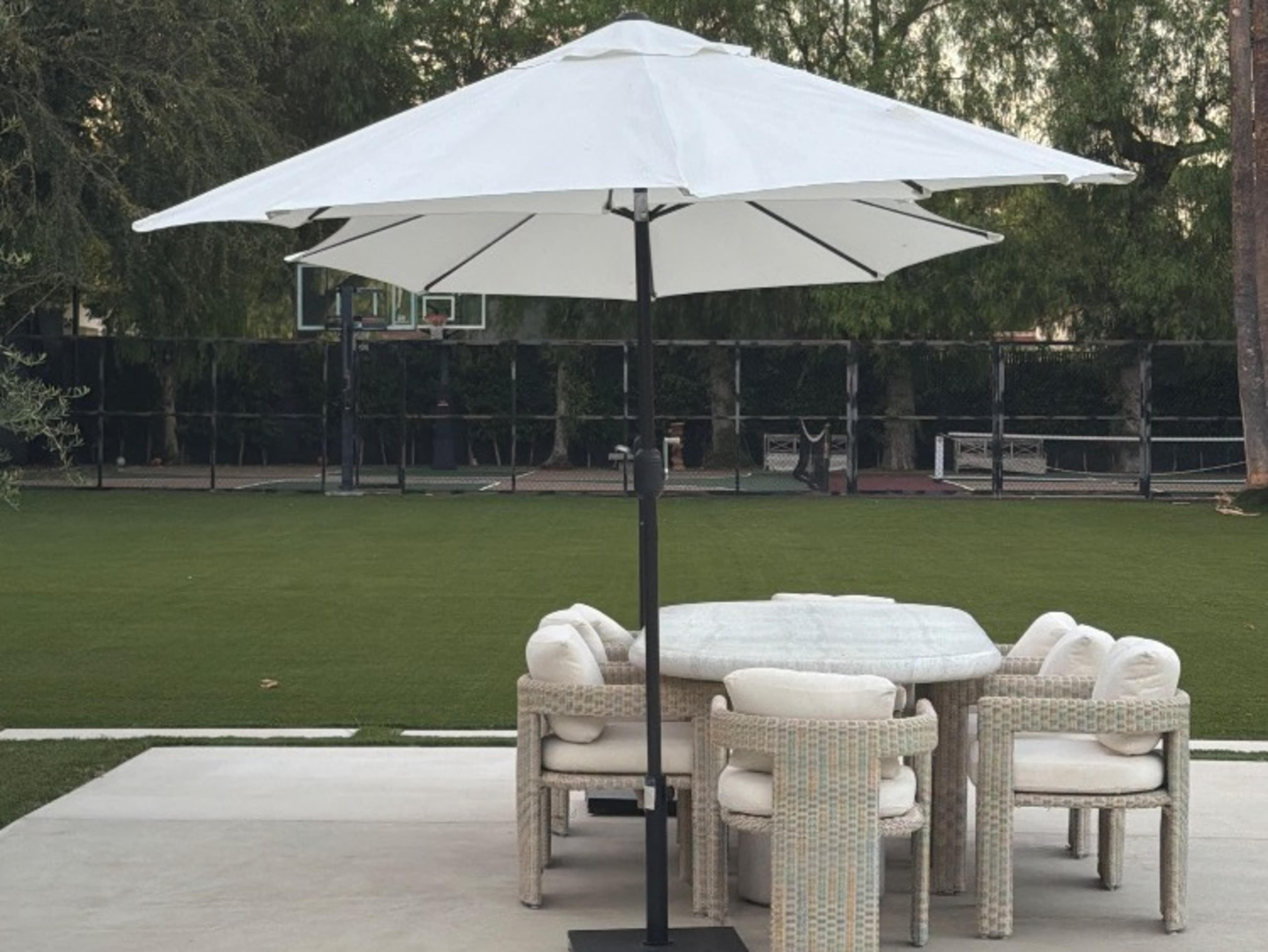 9 ft off white umbrella 