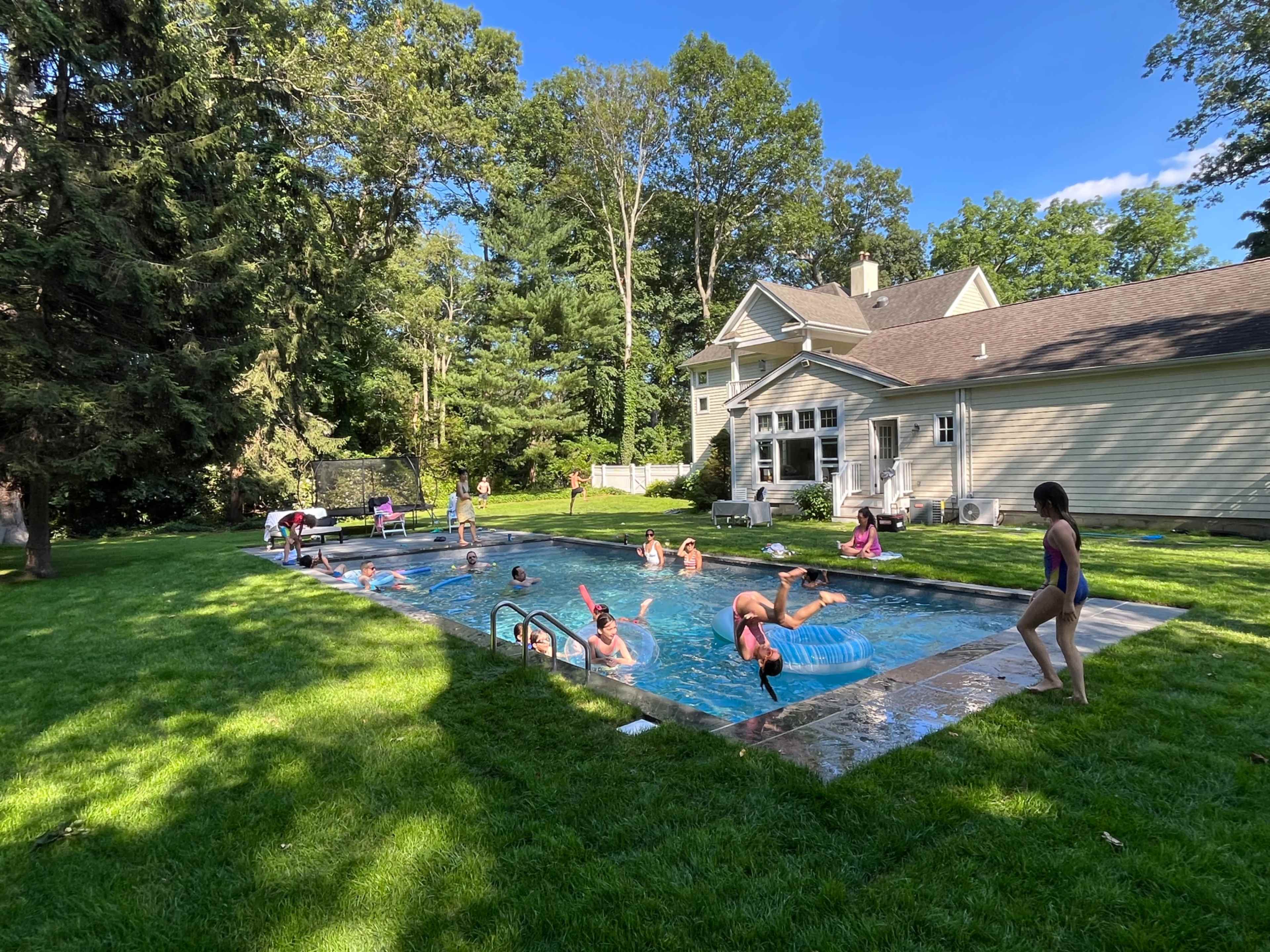 Expansive Outdoor Retreat with Hamptons Pool and Woodland Backdrop Image in Huntington, Huntington, NY
