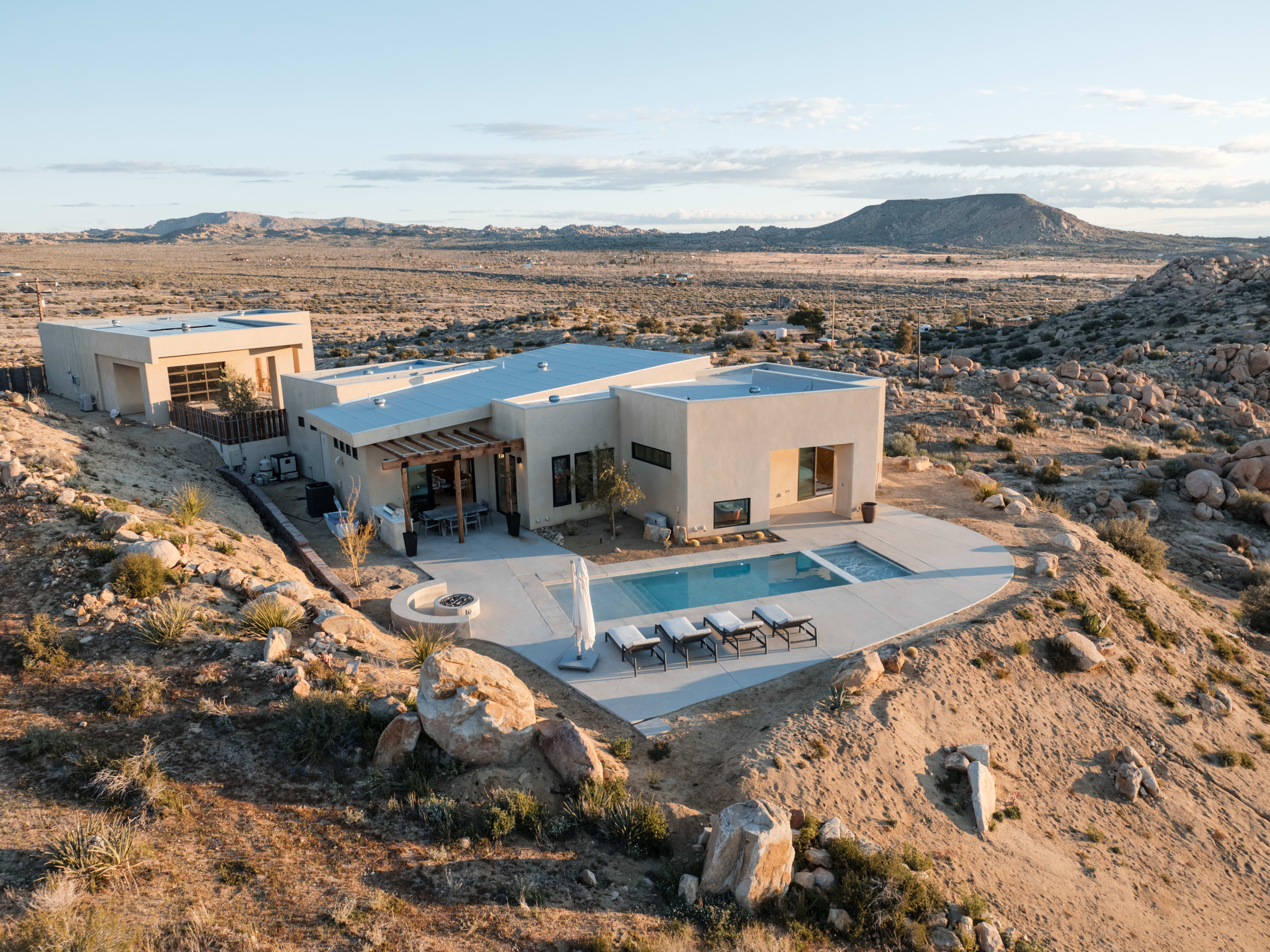 Modern Desert Estate on 22 Acres with Pool, Sauna, Boulders Image in , Pioneertown, CA