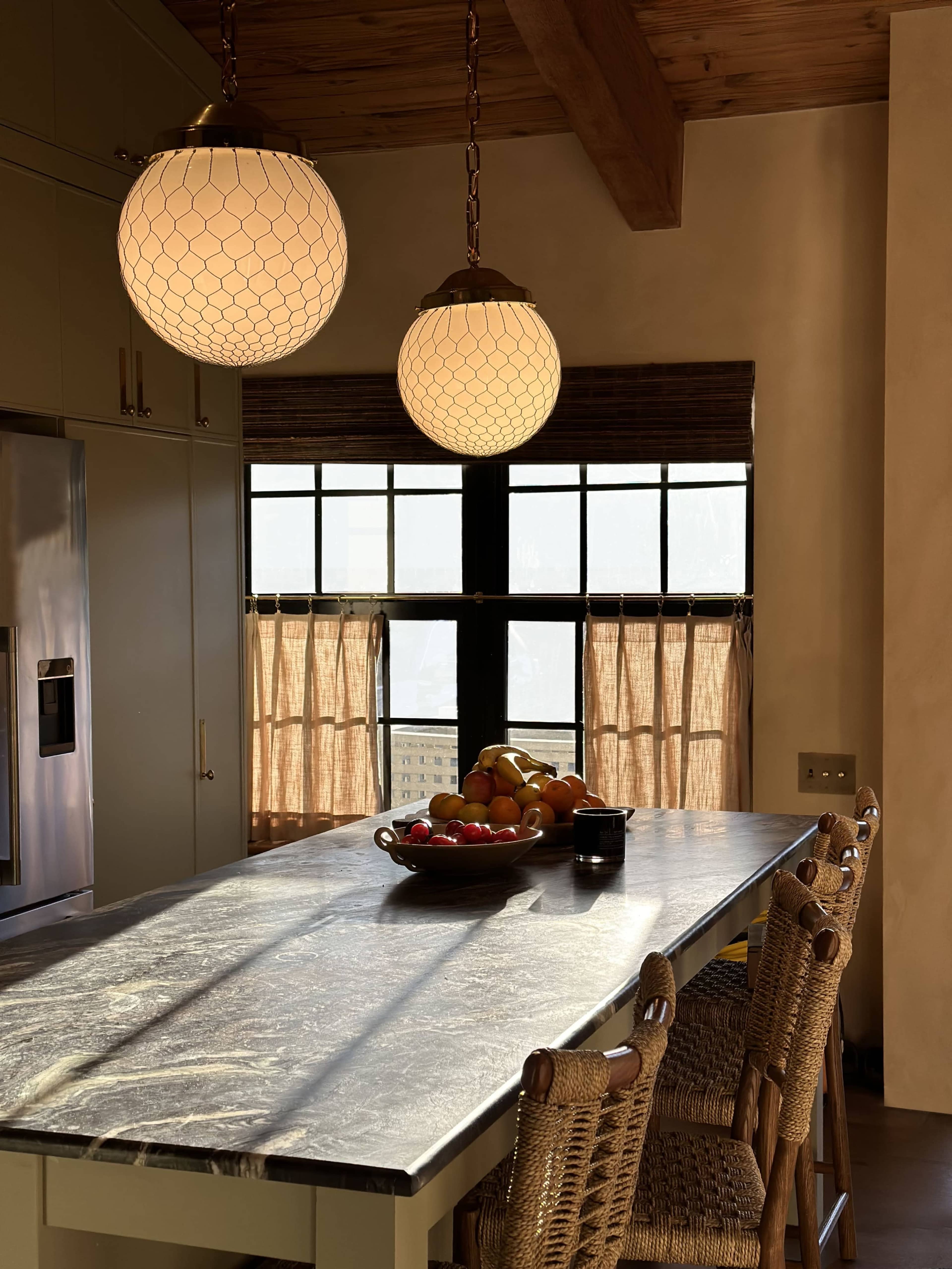Urban Home Offering Vaulted Wood Ceilings With a Unique Kitchen and Design Image in West End, Miami, FL
