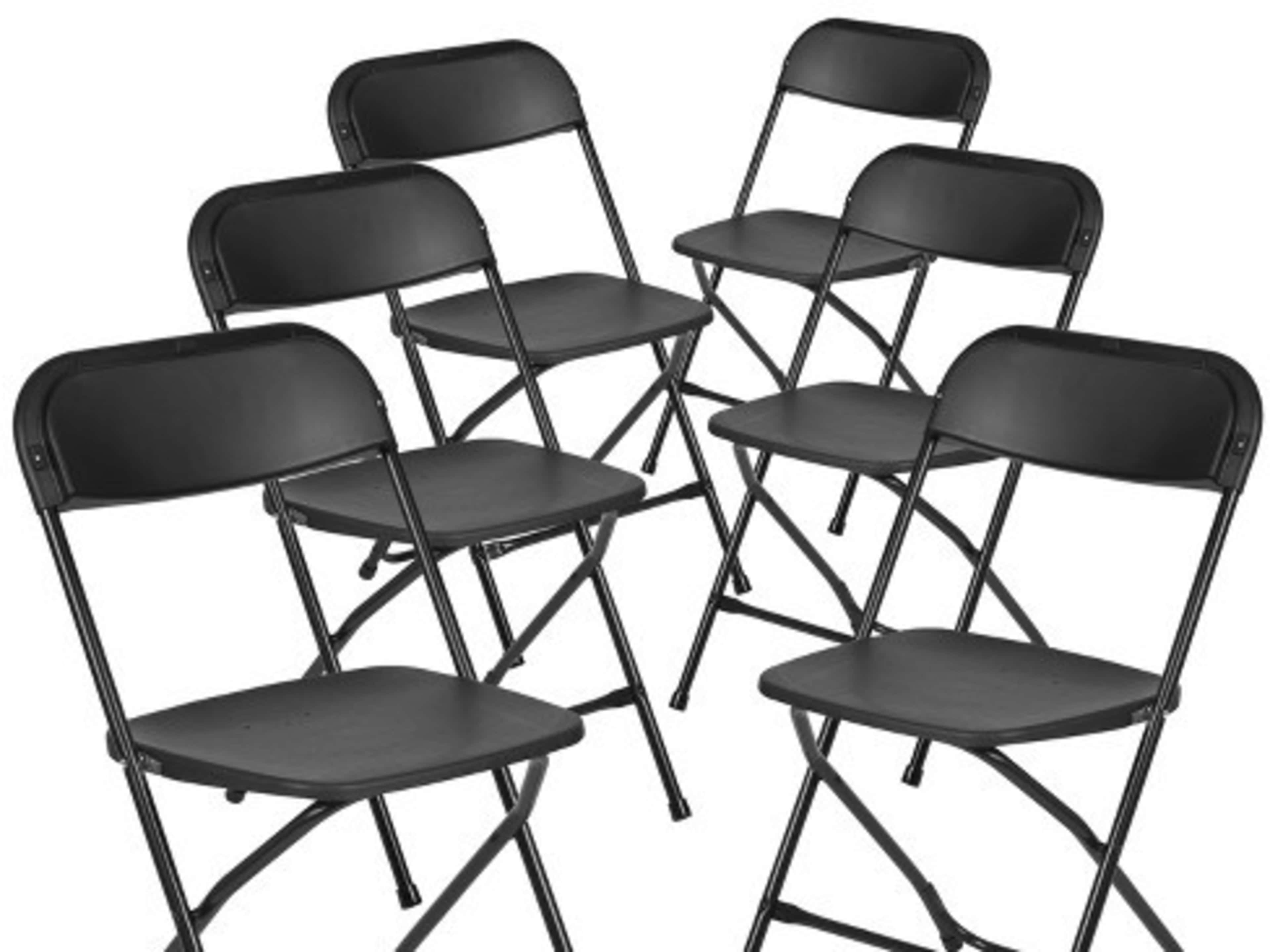 Black folding chairs