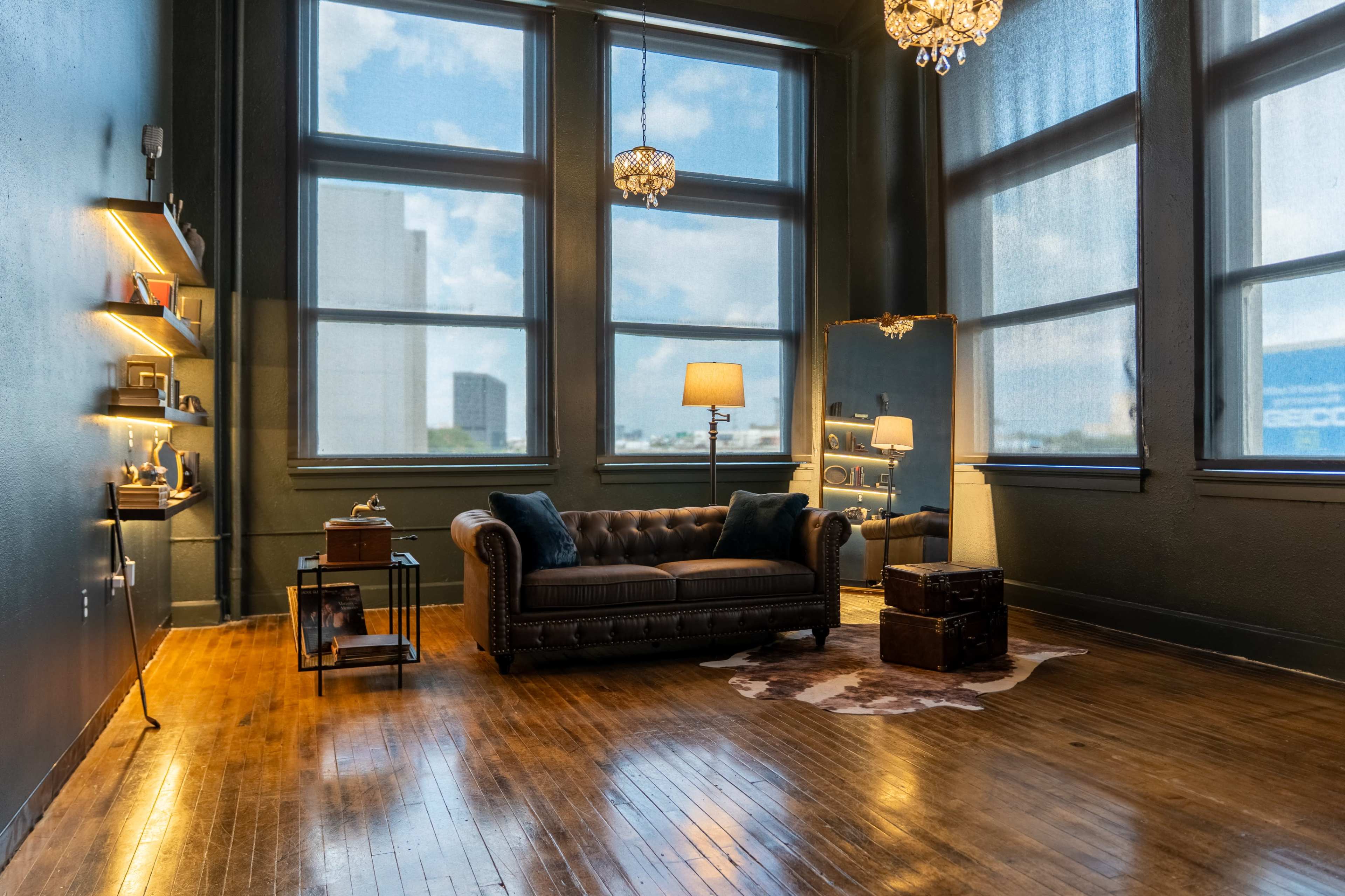 Dark and Moody Natural Light Studio Image in Dallas Downtown Historic District, Dallas, TX