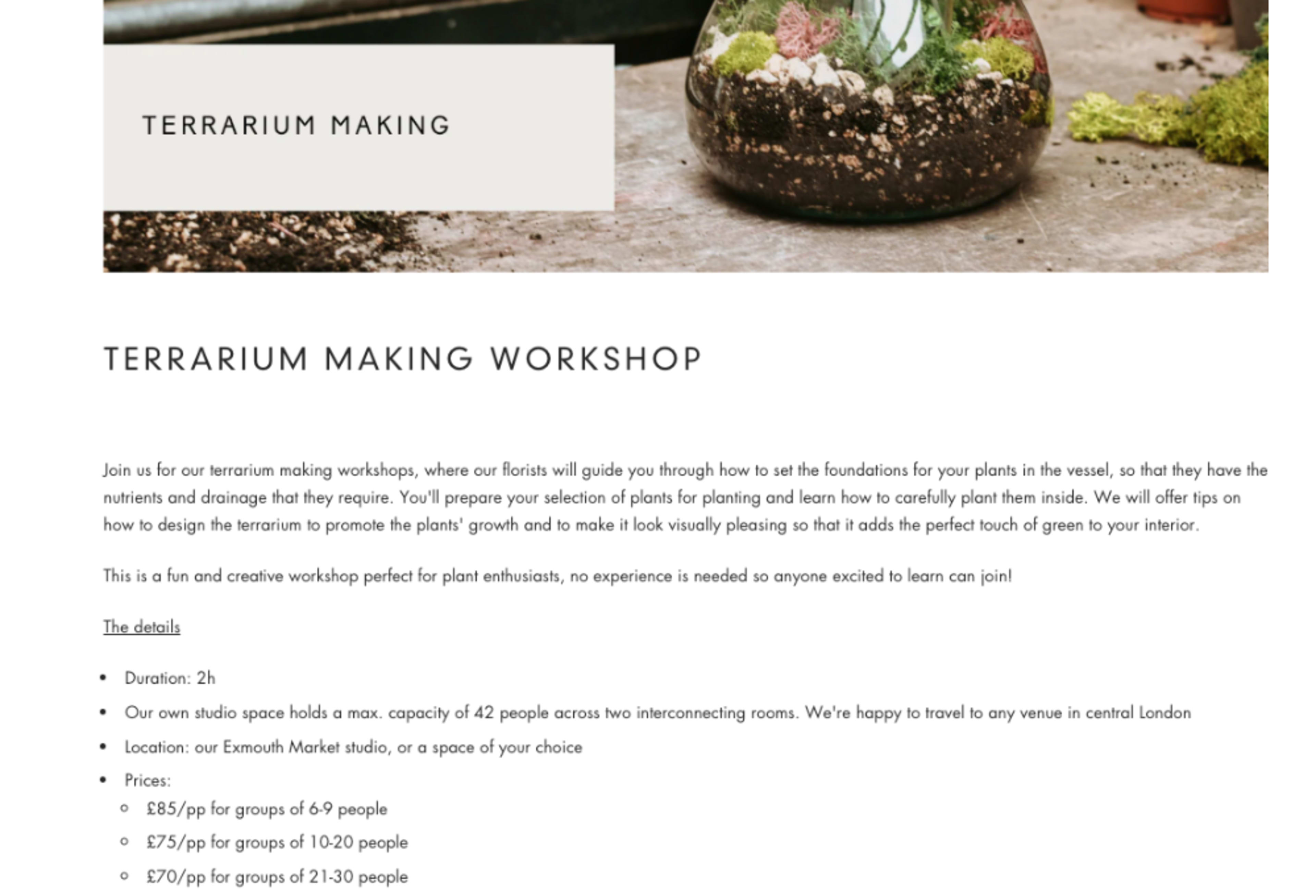 Terrarium Making Workshop