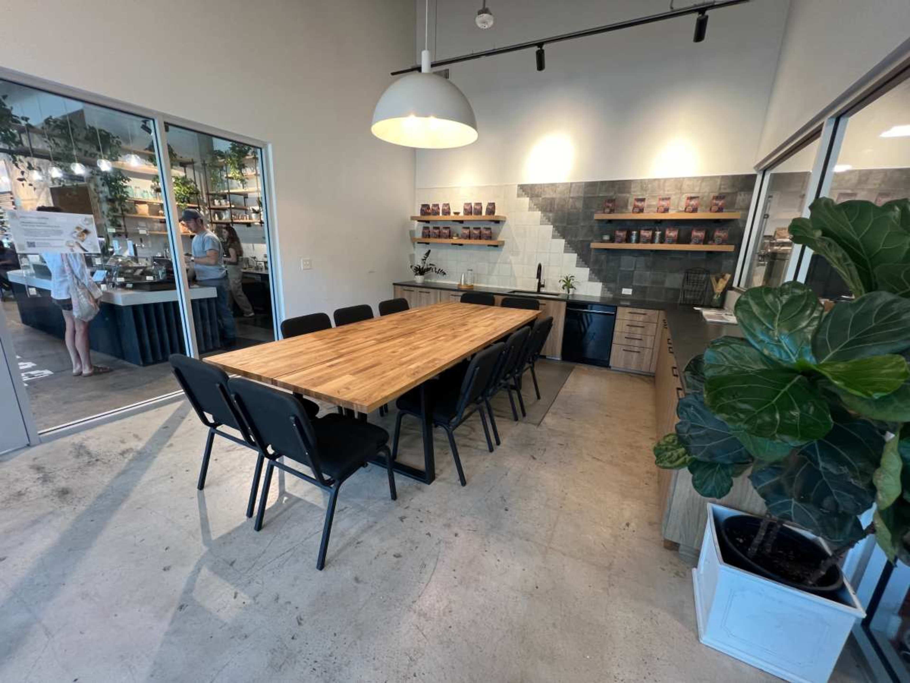 Glass Conference Room in Industrial Coffee Shop Image in Seversville, Charlotte, NC