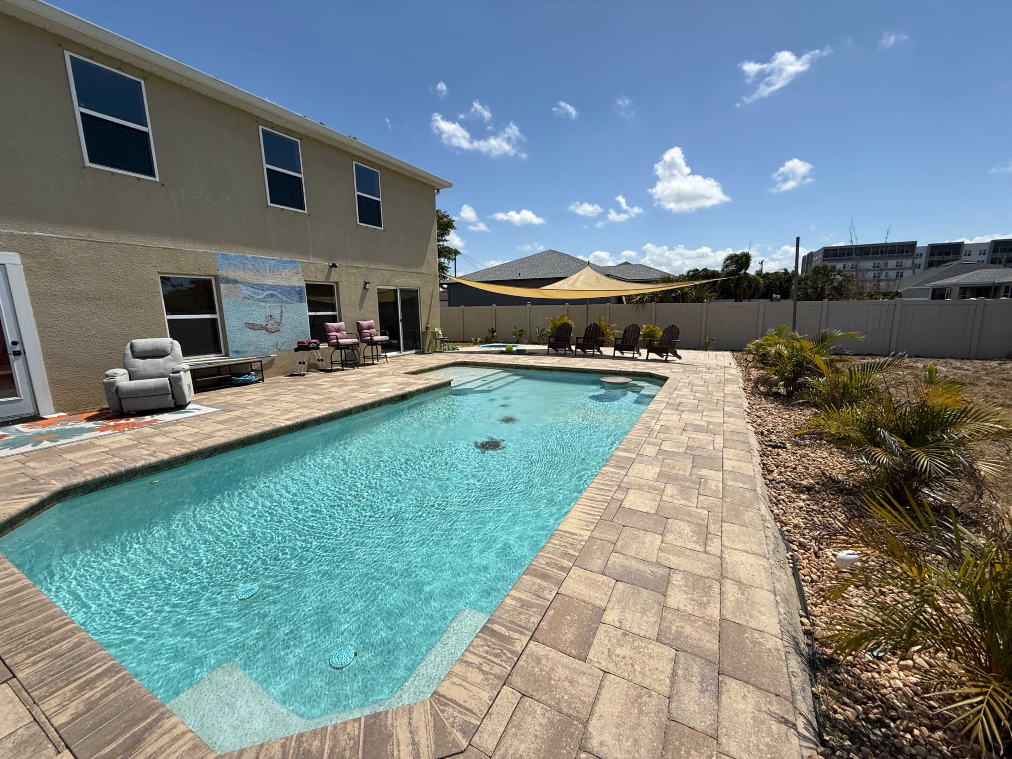 Large Pool with Splash pad and water toys Image in Trafalgar, Cape Coral, FL