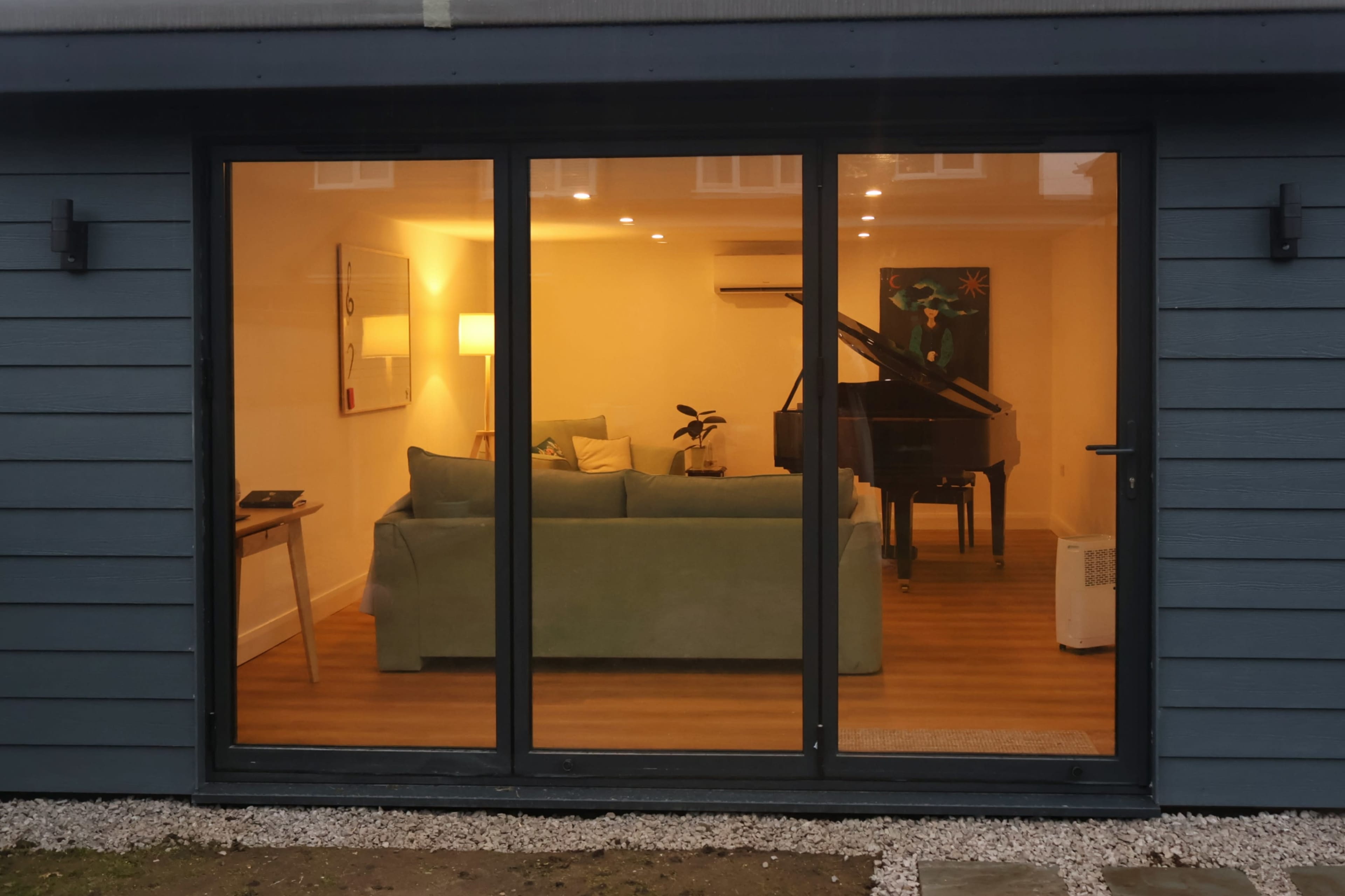 Cosy, Modern Piano Studio with Bifold Windows and Grand Piano Image in Cheshunt, WALTHAM CROSS, ENG