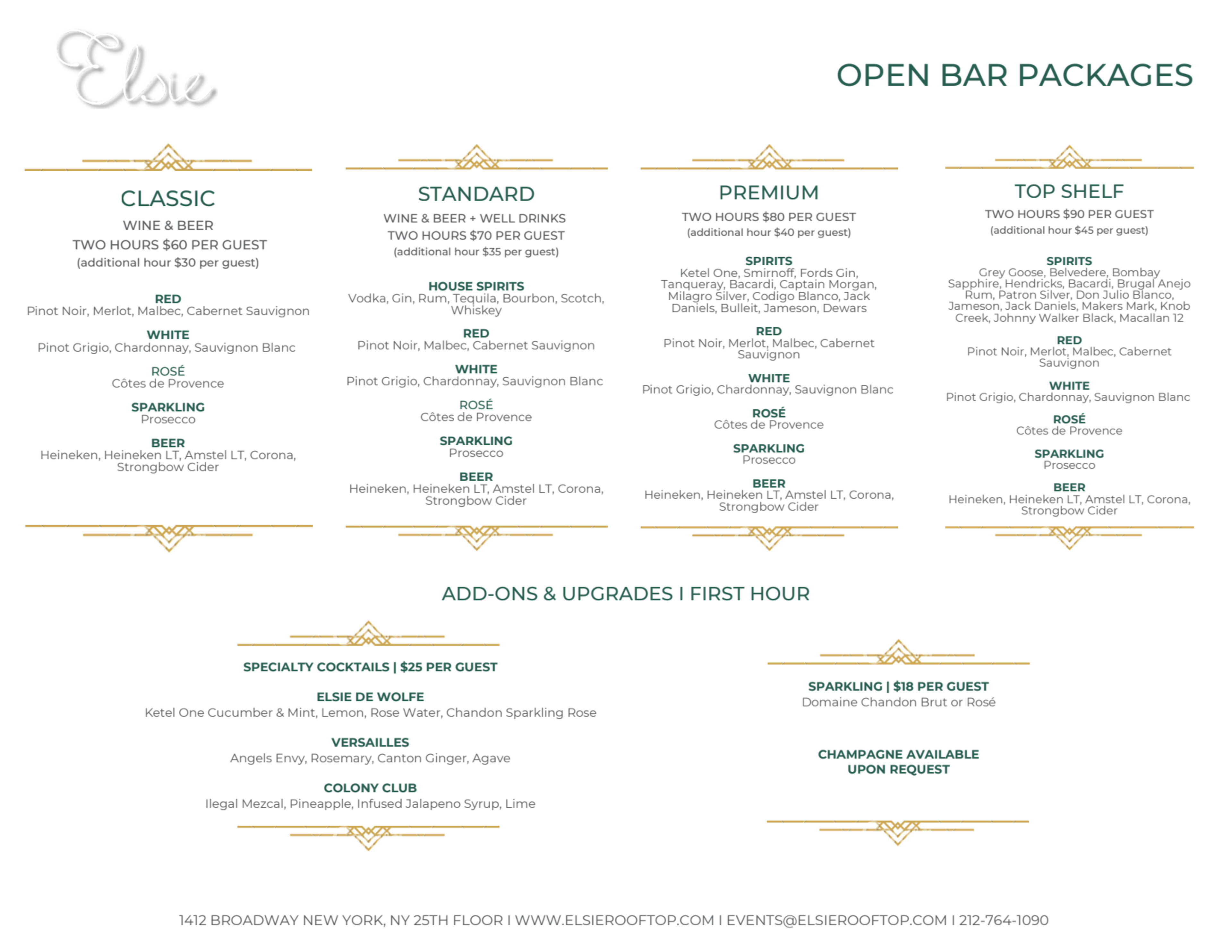 Menu offerings