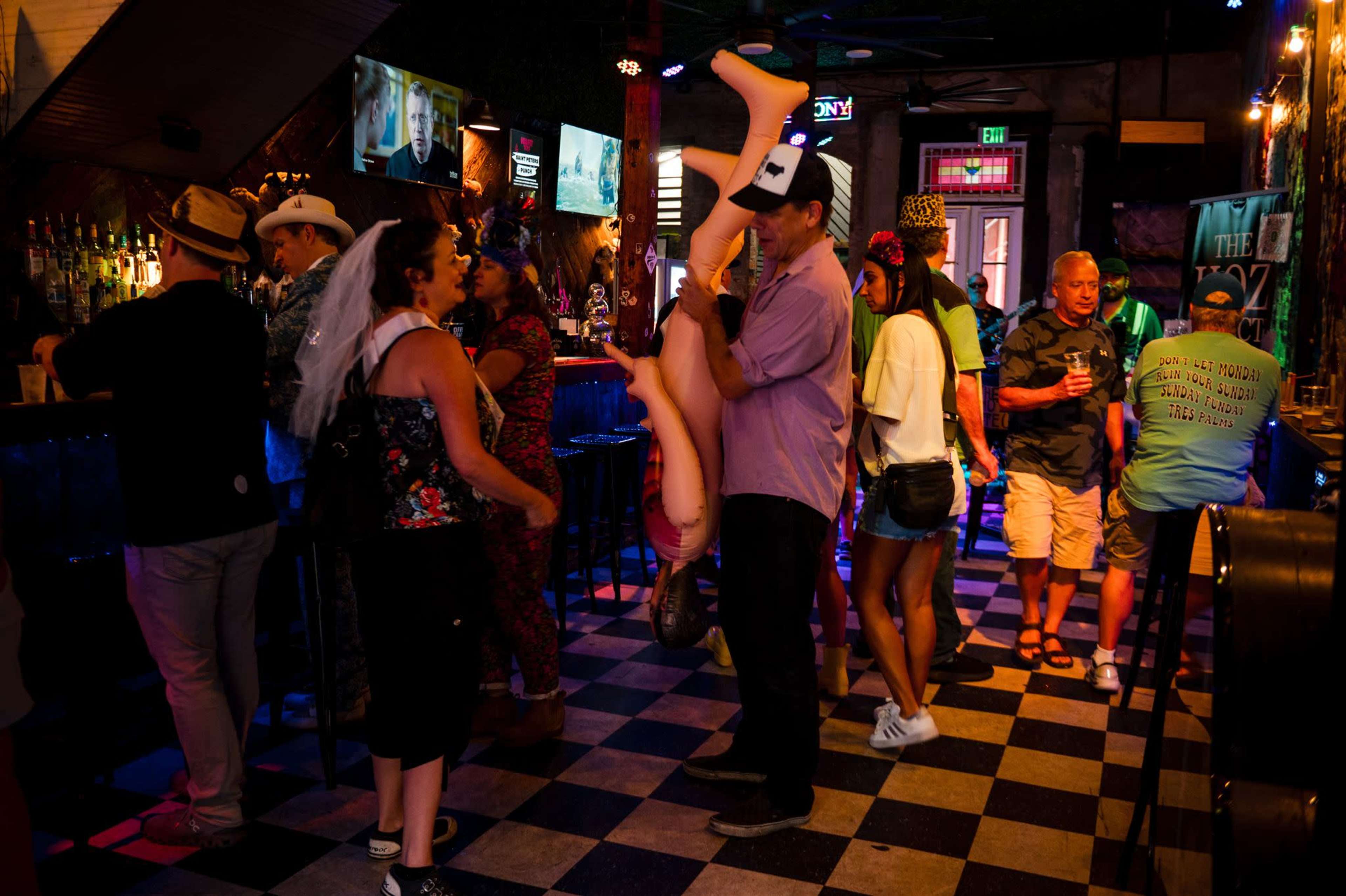 Bourbon Street Rock and Roll Bar Image in French Quarter, New Orleans, LA