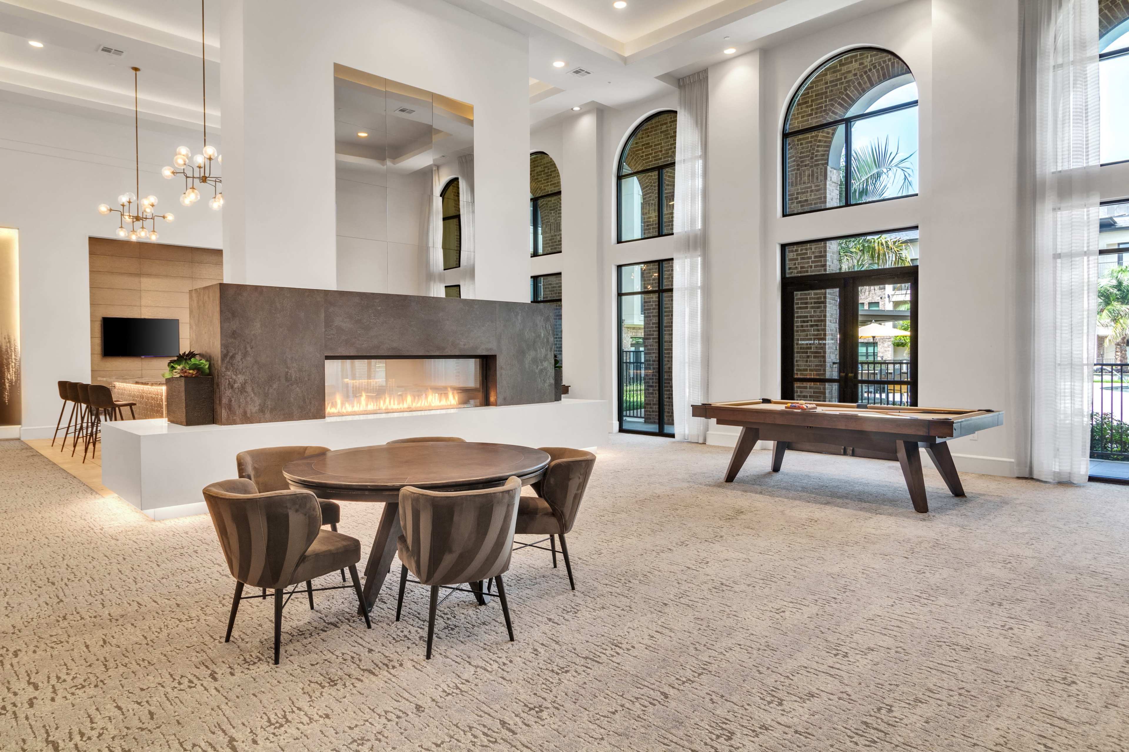 Spring, TX Luxury Social Lounge with Pool View Image in Grill and Fire Pit Area, Houston, TX