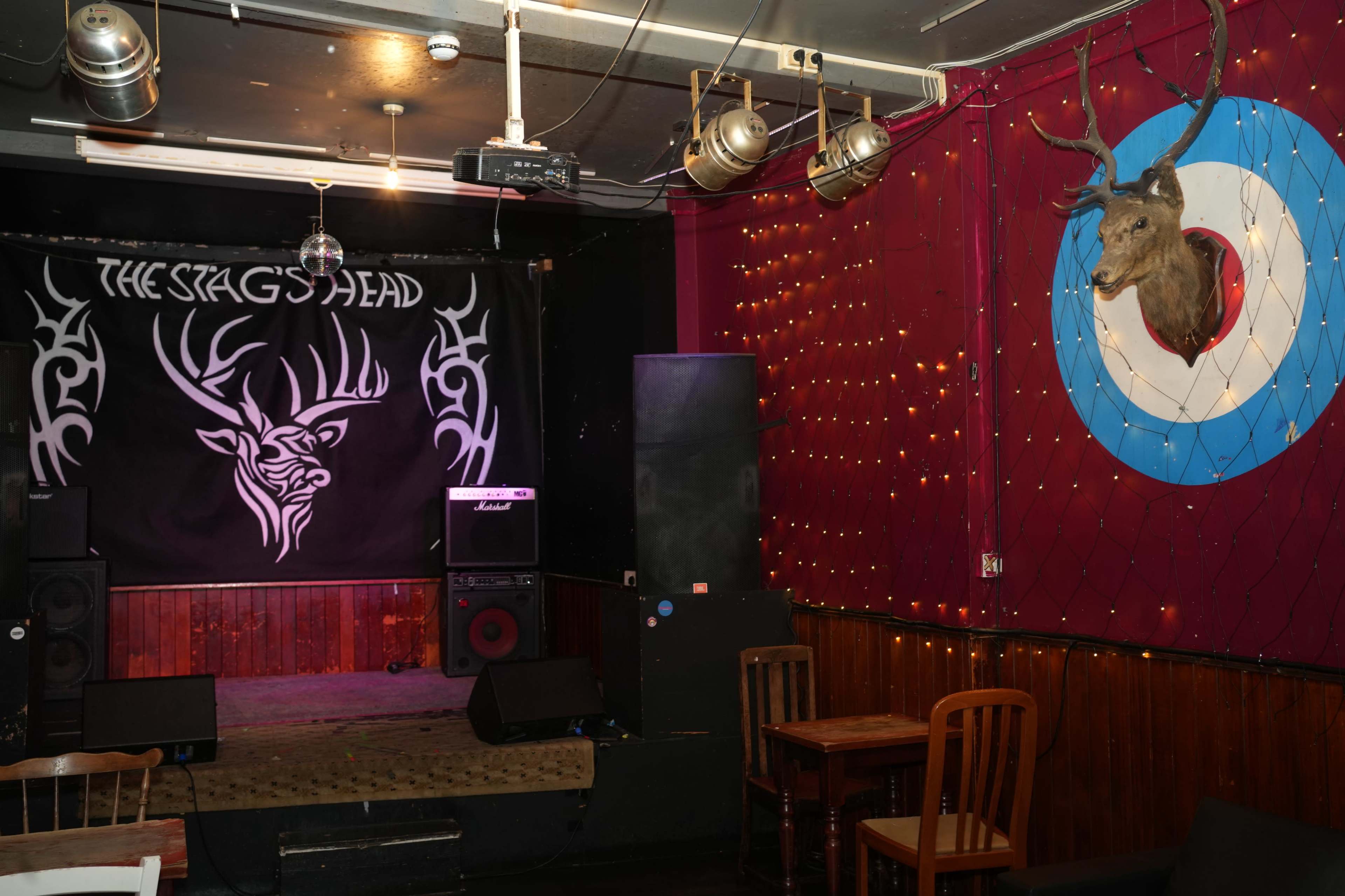 Function Room with Stage at an Iconic 1920s East End Pub Image in London, London, ENG