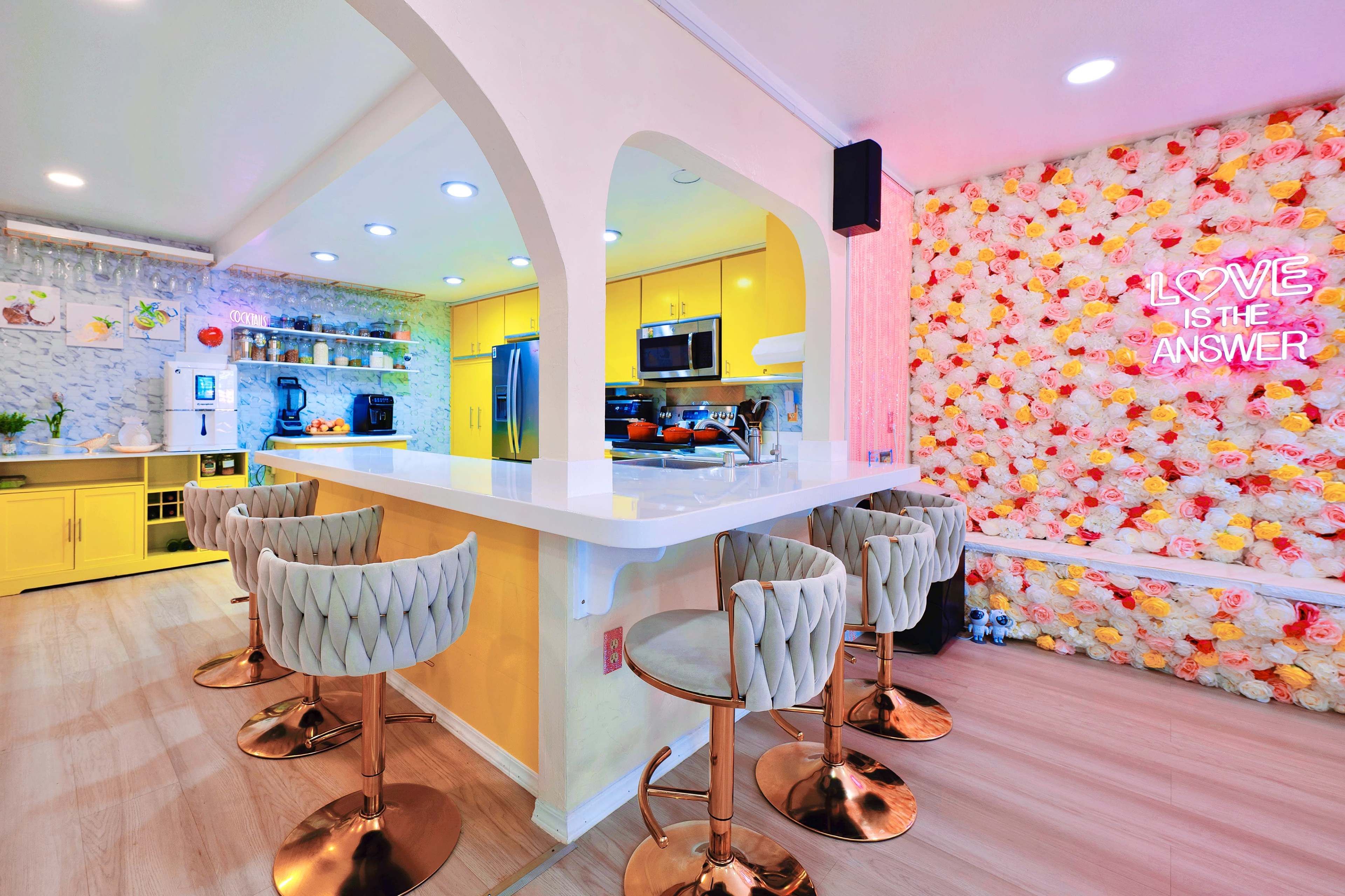 Barbie-Inspired Dream House with Pool, Domes & Red Rose Photo Zone Image in Paradise Hills, San Diego, CA