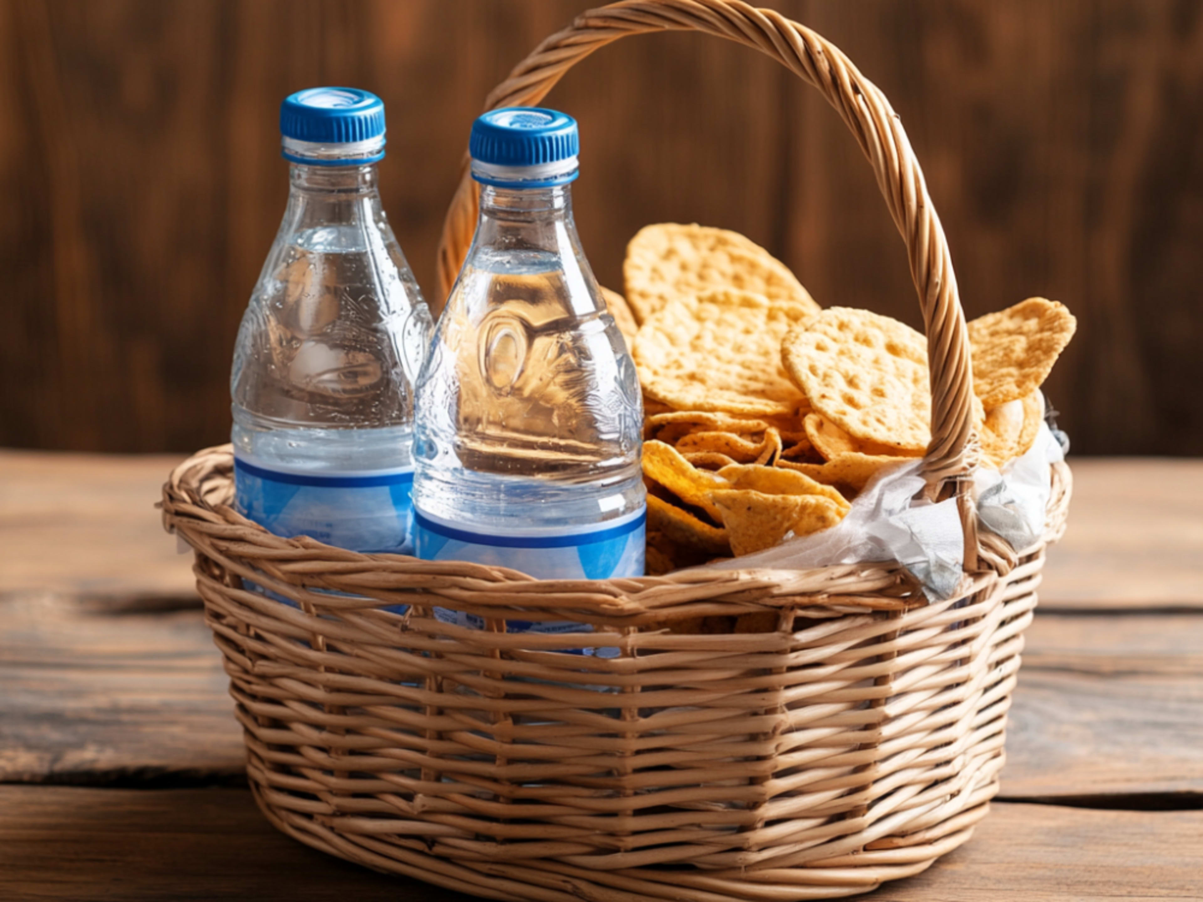 Bottled Water + Snack Basket