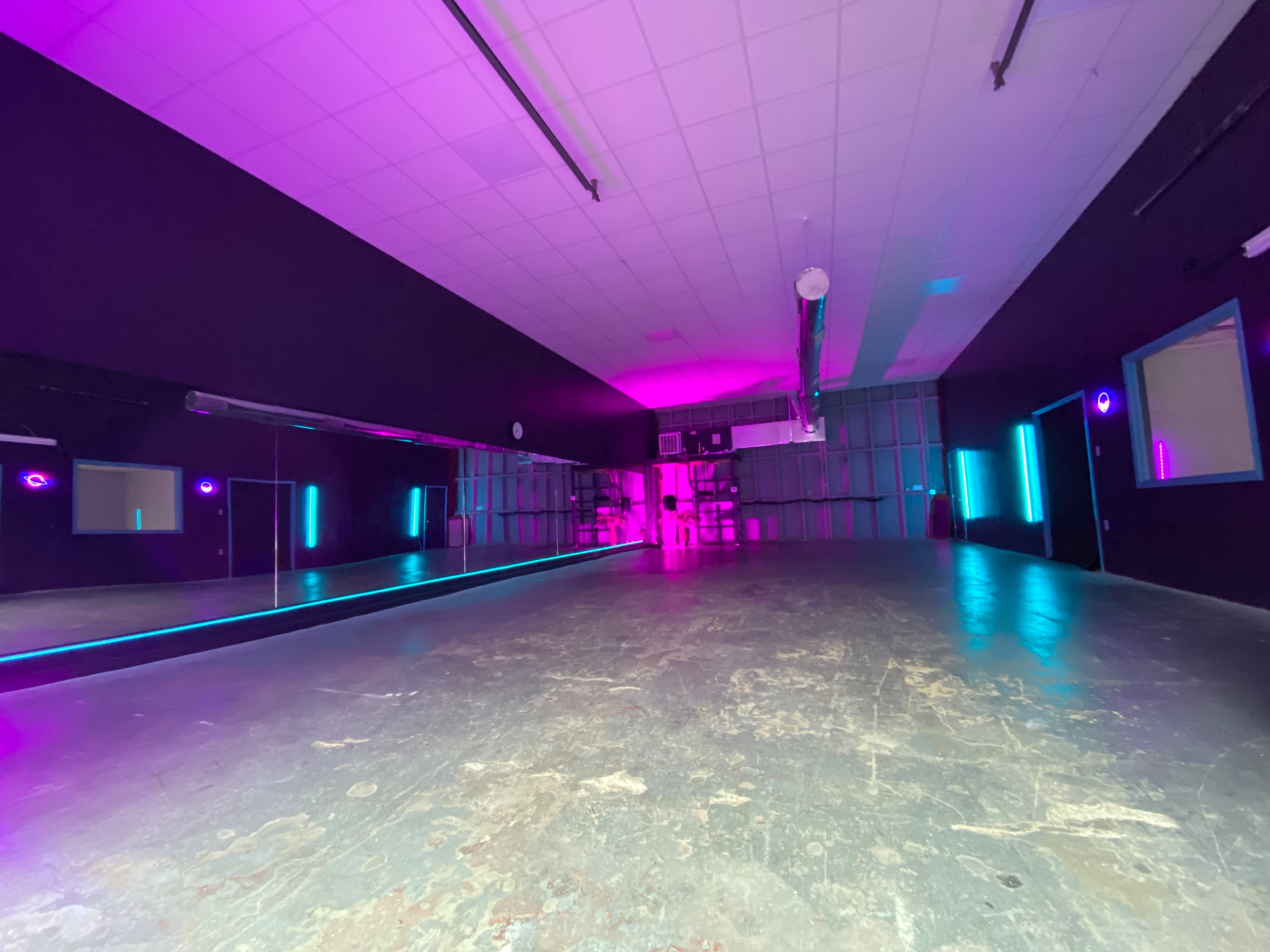 South Austin Industrial Neon Dance Studio Image in Dittmar-Slaughter, Austin, TX