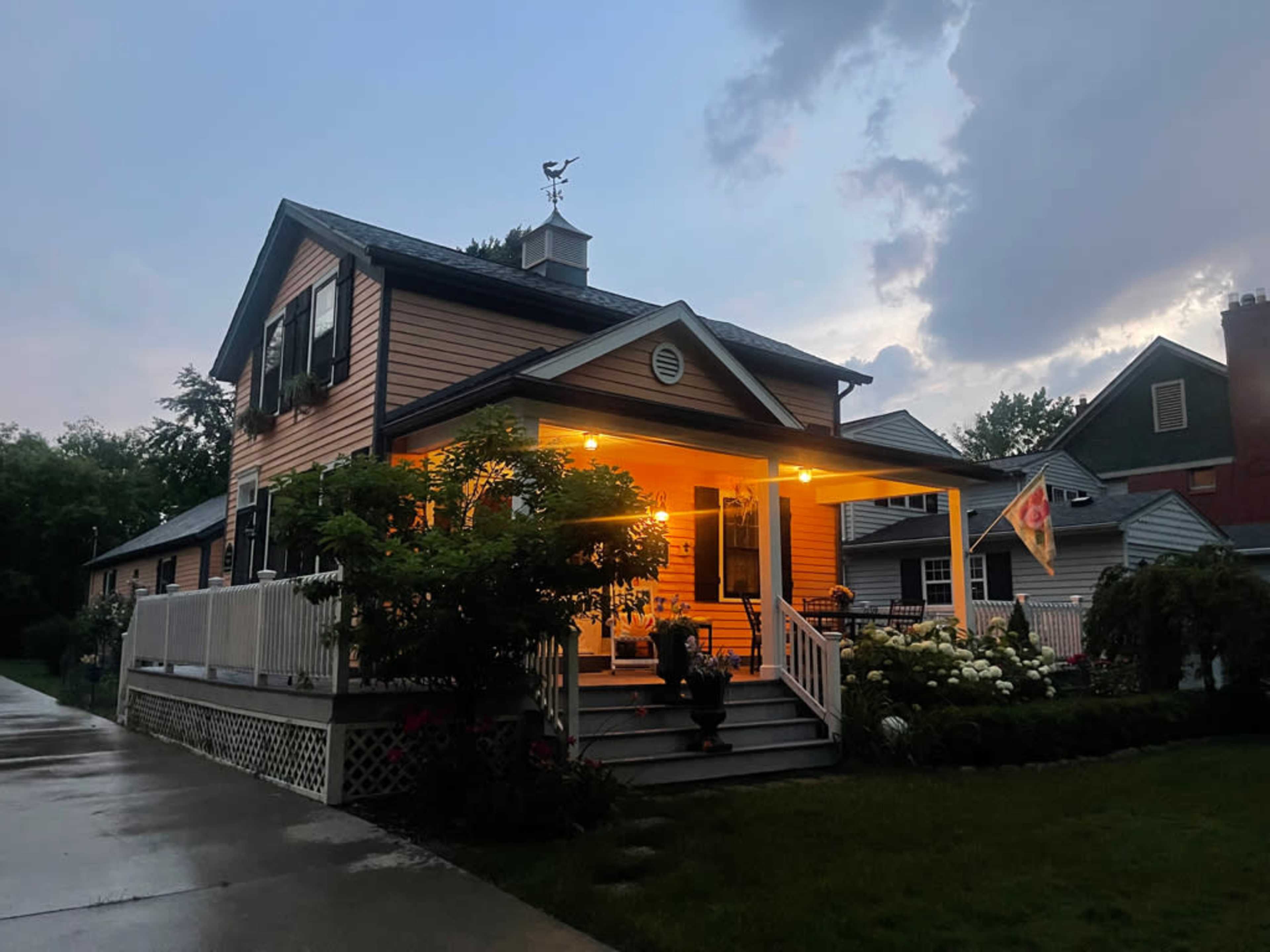 Twilight or daytime outdoor shoots on the beautiful front porch. It is wrap around the historic home.