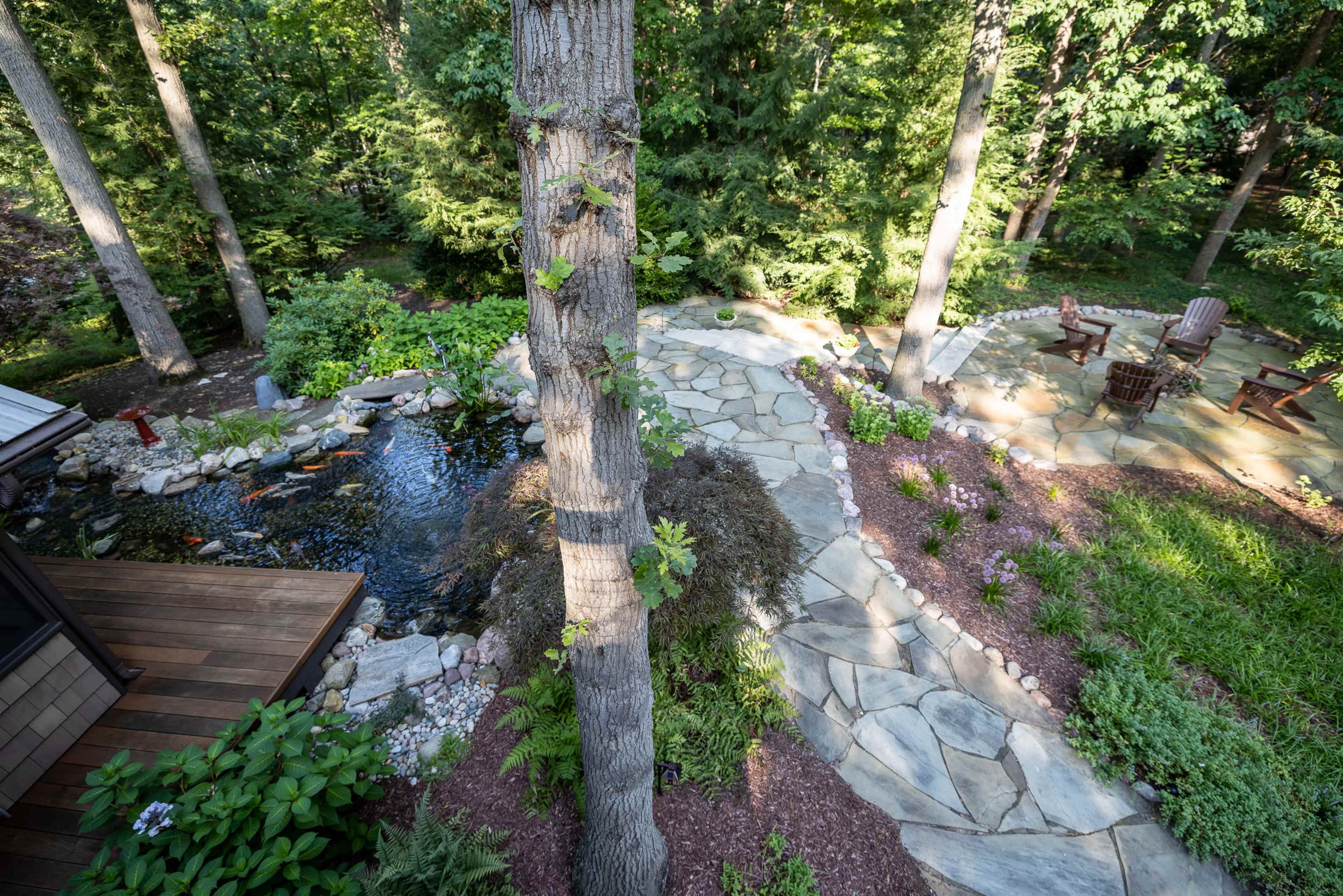 Nature Wooded Americana Lodge with Japanese Touches Image in Michigan Township, Michiana Shores, IN