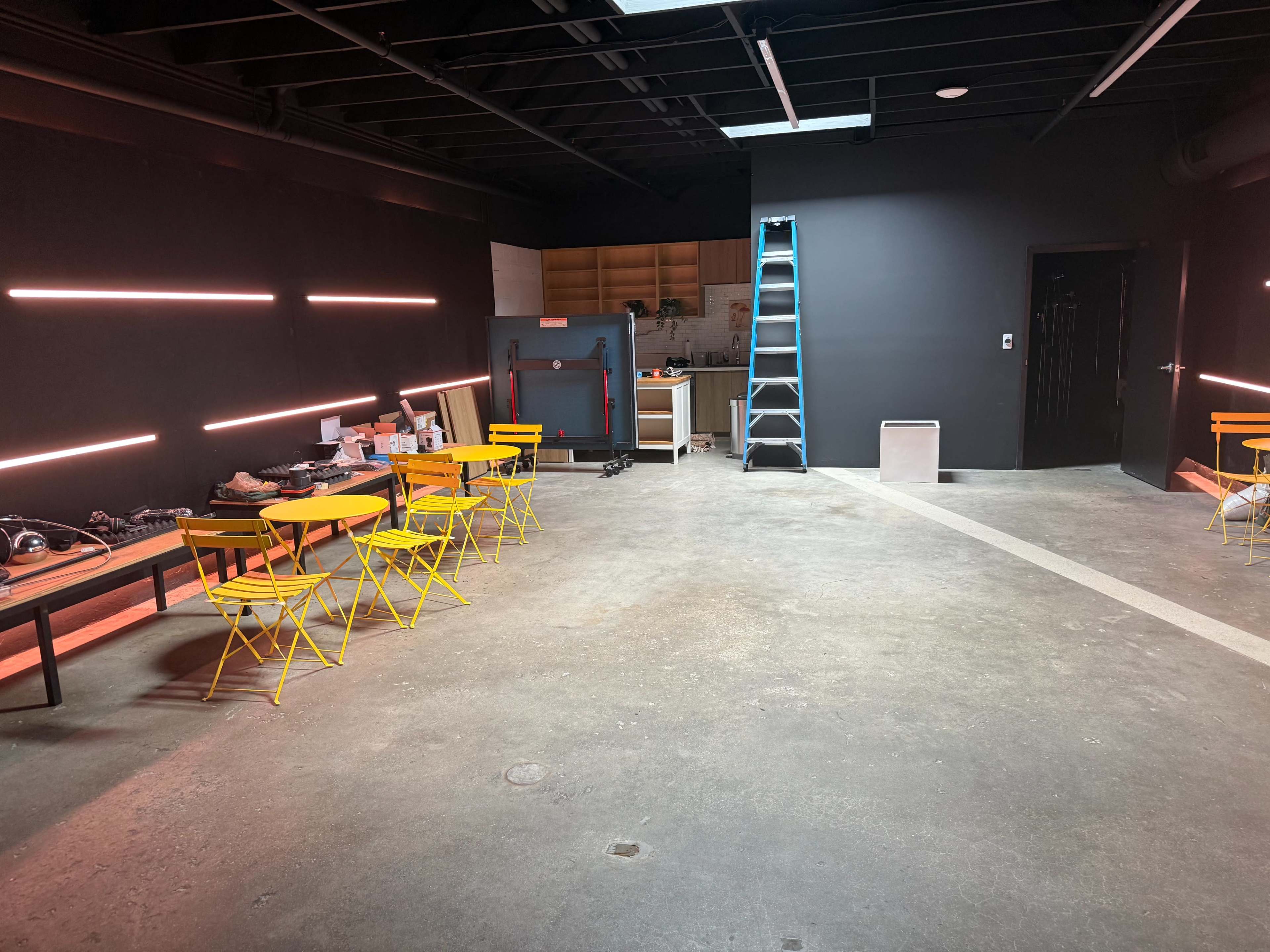 Black Room Garage for Vehicle Shoots, Custom Staging Image in Historic Highlands, Pasadena, CA