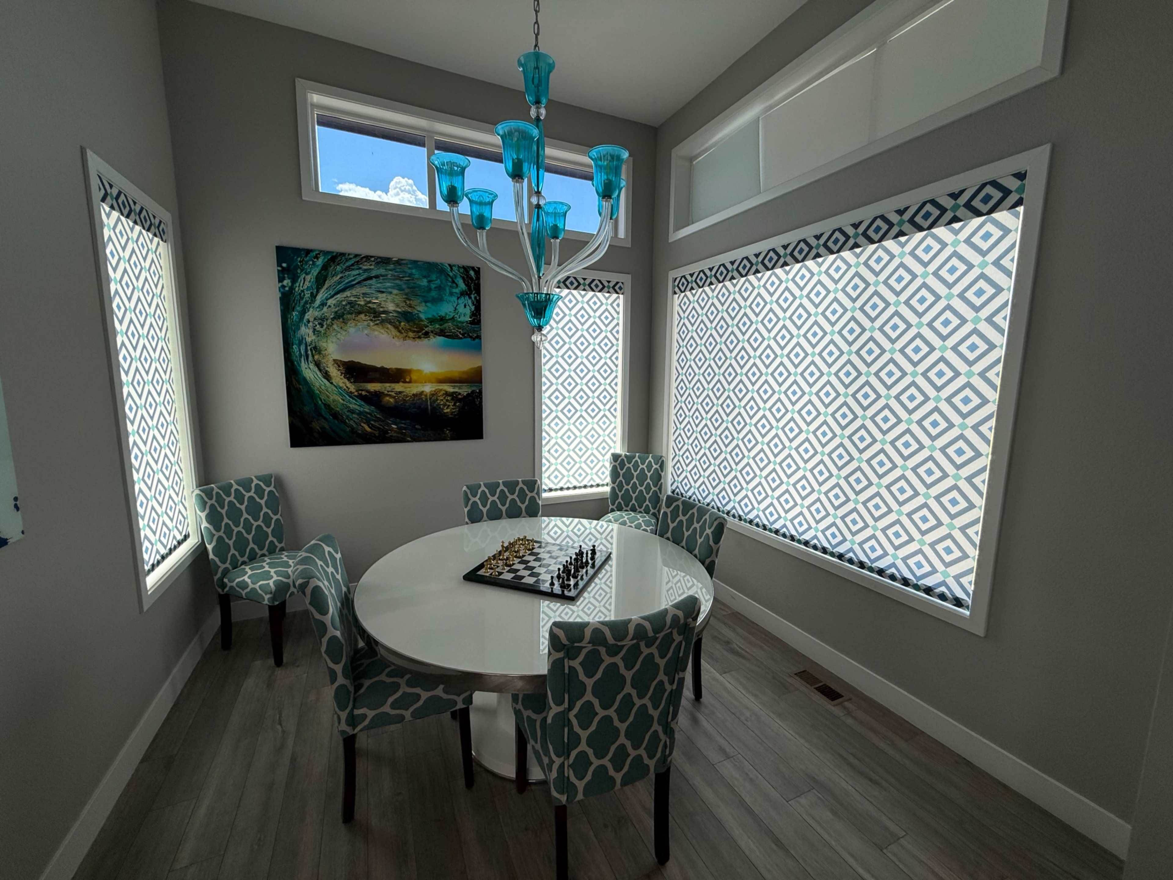 Ultra Modern natural light filled. Rooftop deck with Rocky Mountain View’s. Professional music recording studio. Side yard with gazebo on Astro turf. Image in Twin Lakes, Denver, CO