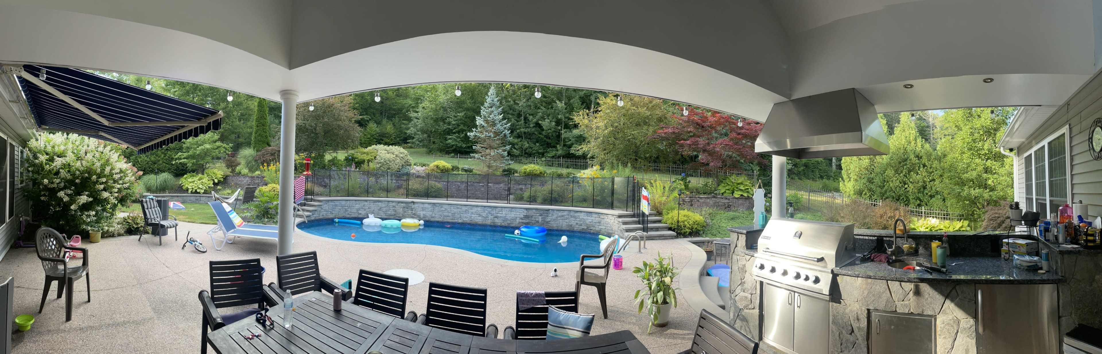 Serene Backyard Oasis with Pool, Covered Patio & Sunset Views Image in Goffstown, Goffstown, NH