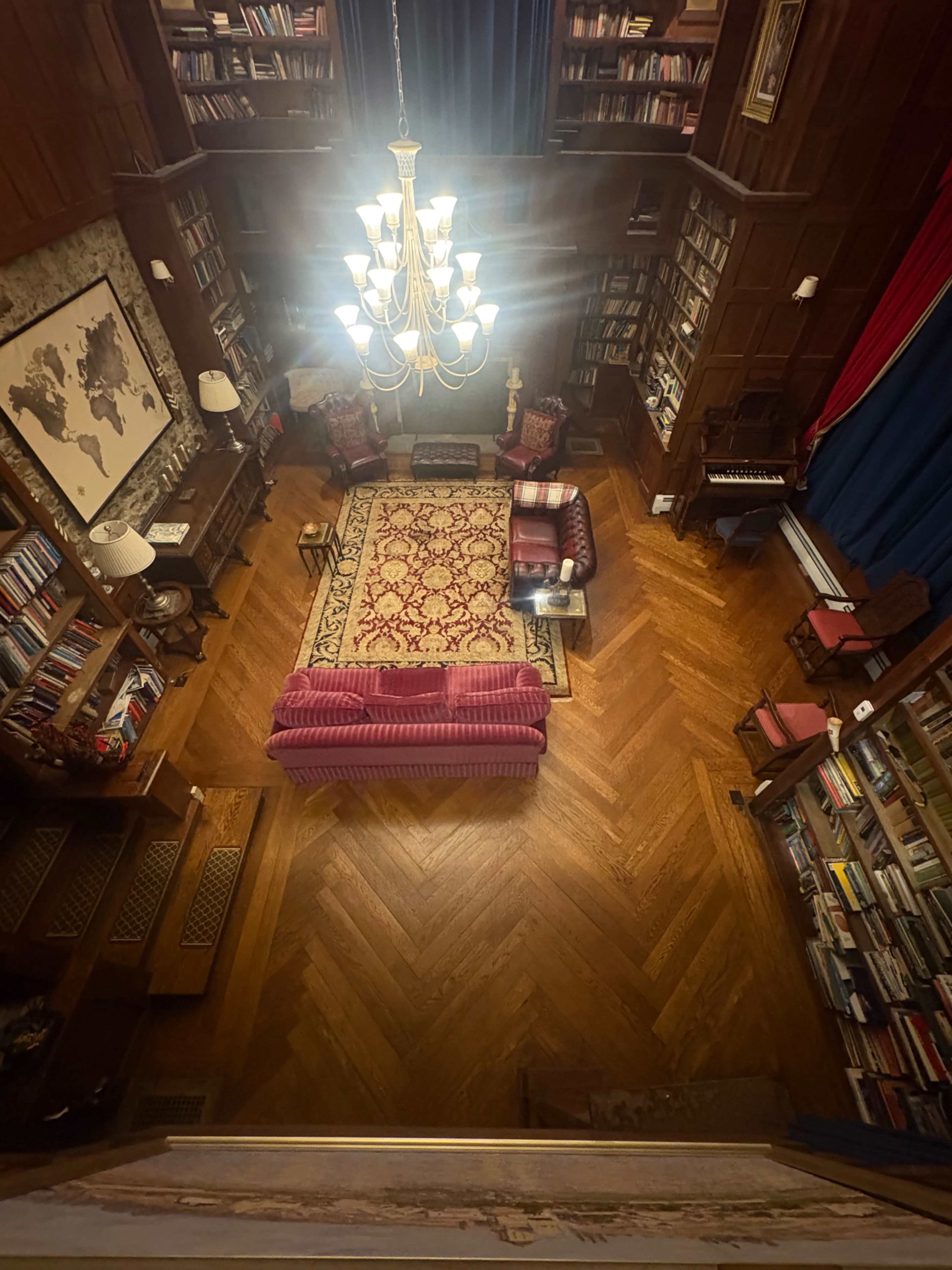150-Year-Old Private Library & Study Hall — Tudor Woodwork, Stone Walls, Velvet Stage Curtains, 20-ft vaulted Ceilings Image in Mount Pleasant, Chappaqua, NY
