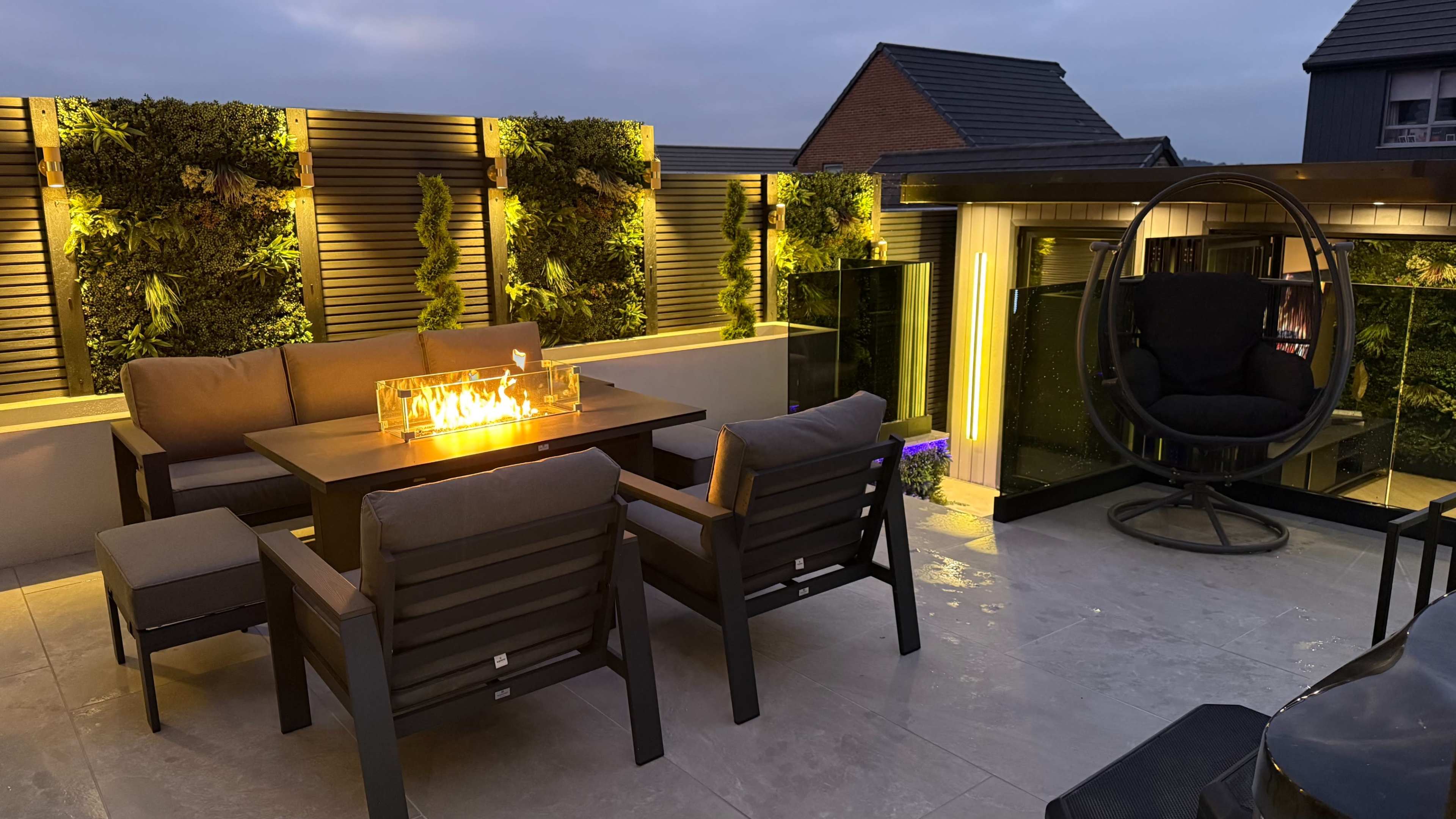 Luxury Outdoor Garden with Night Life Lighting & Hot Tub Image in Livesey, BLACKBURN, ENG