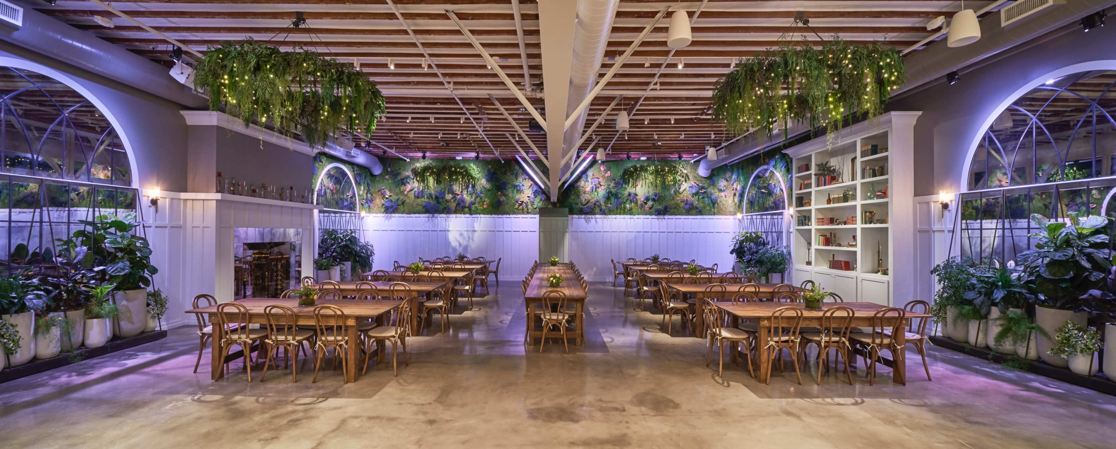 Downtown private event space with lofted ceilings and lush interior greenery. Image in East Village, San Diego, CA