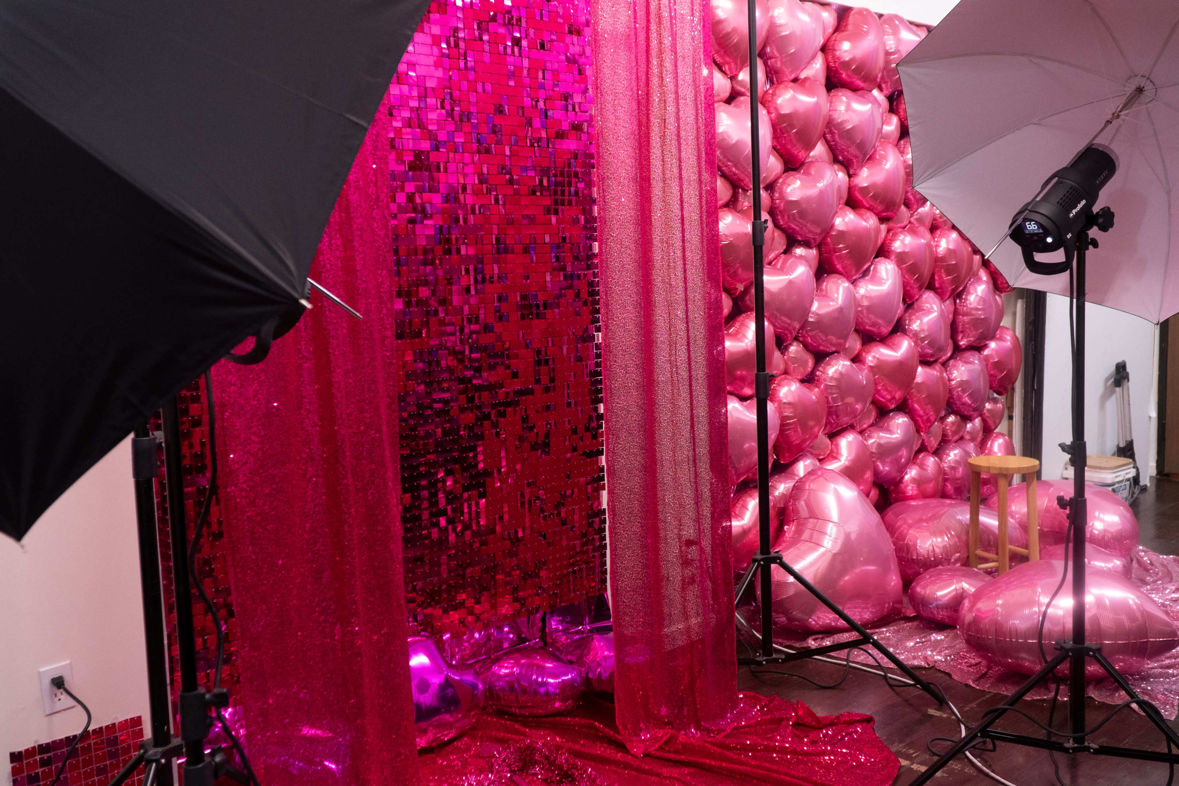 Hollywood Studio with three Valentine's Day Themed Sets, Pink and Red Image in Hollywood, Los Angeles, CA