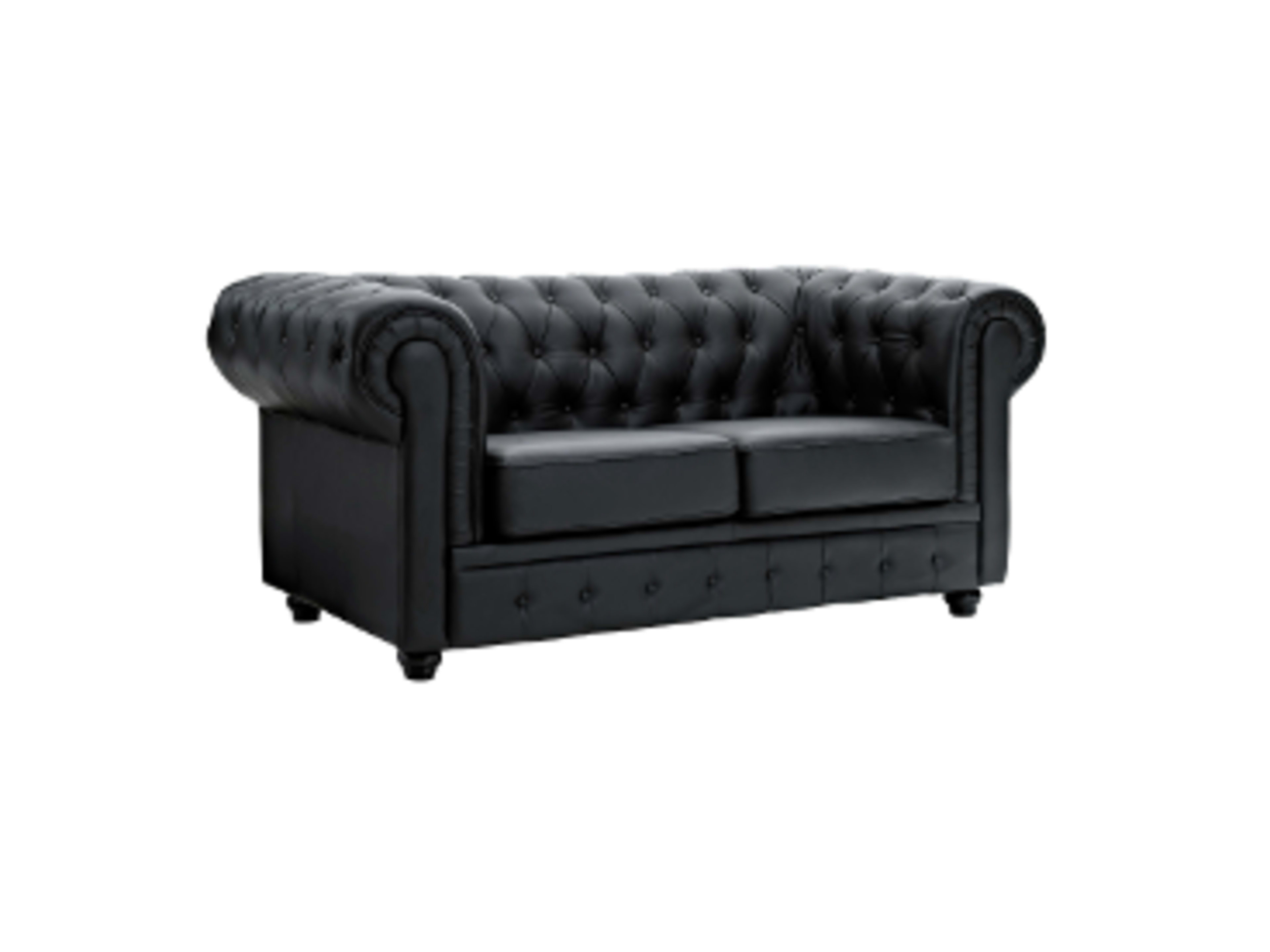  Black Chesterfield Leather Loveseat
