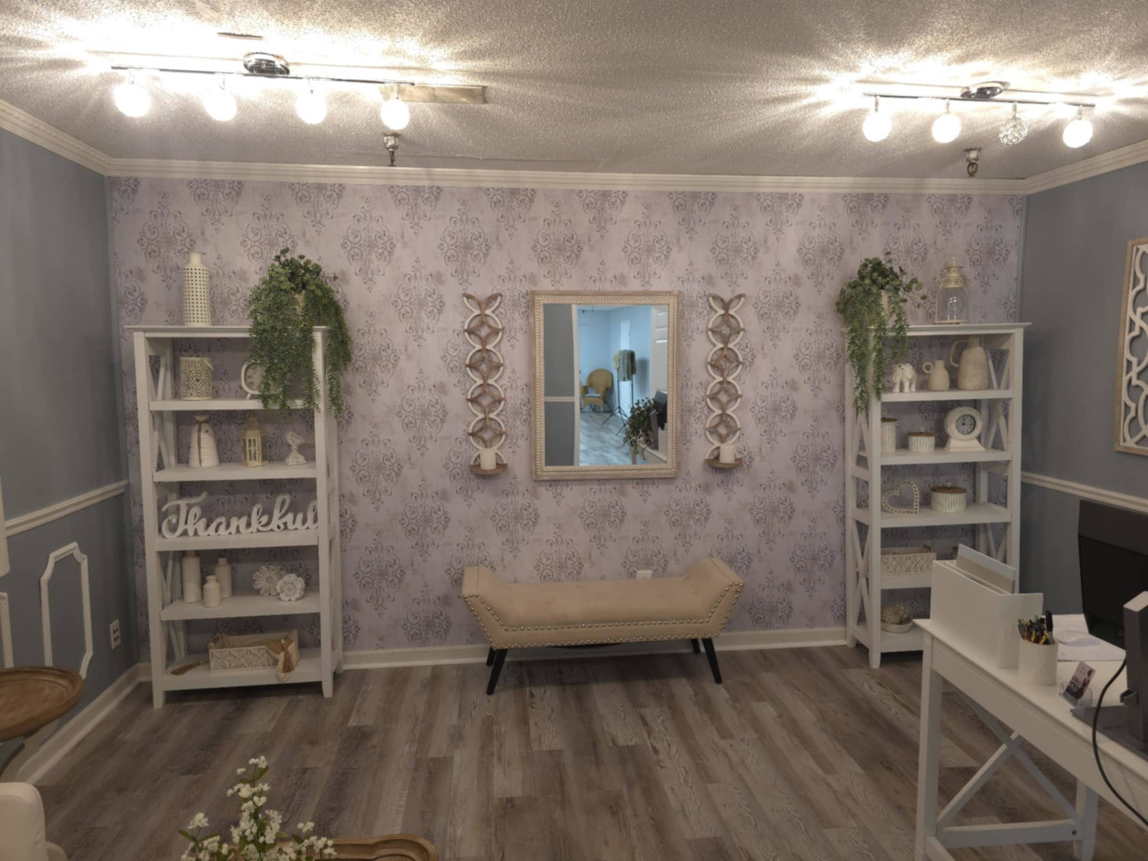 Two-room photography space with an eloquent meeting/waiting space and separate space to take pictures. Image in Johnson City, Johnson City, TN