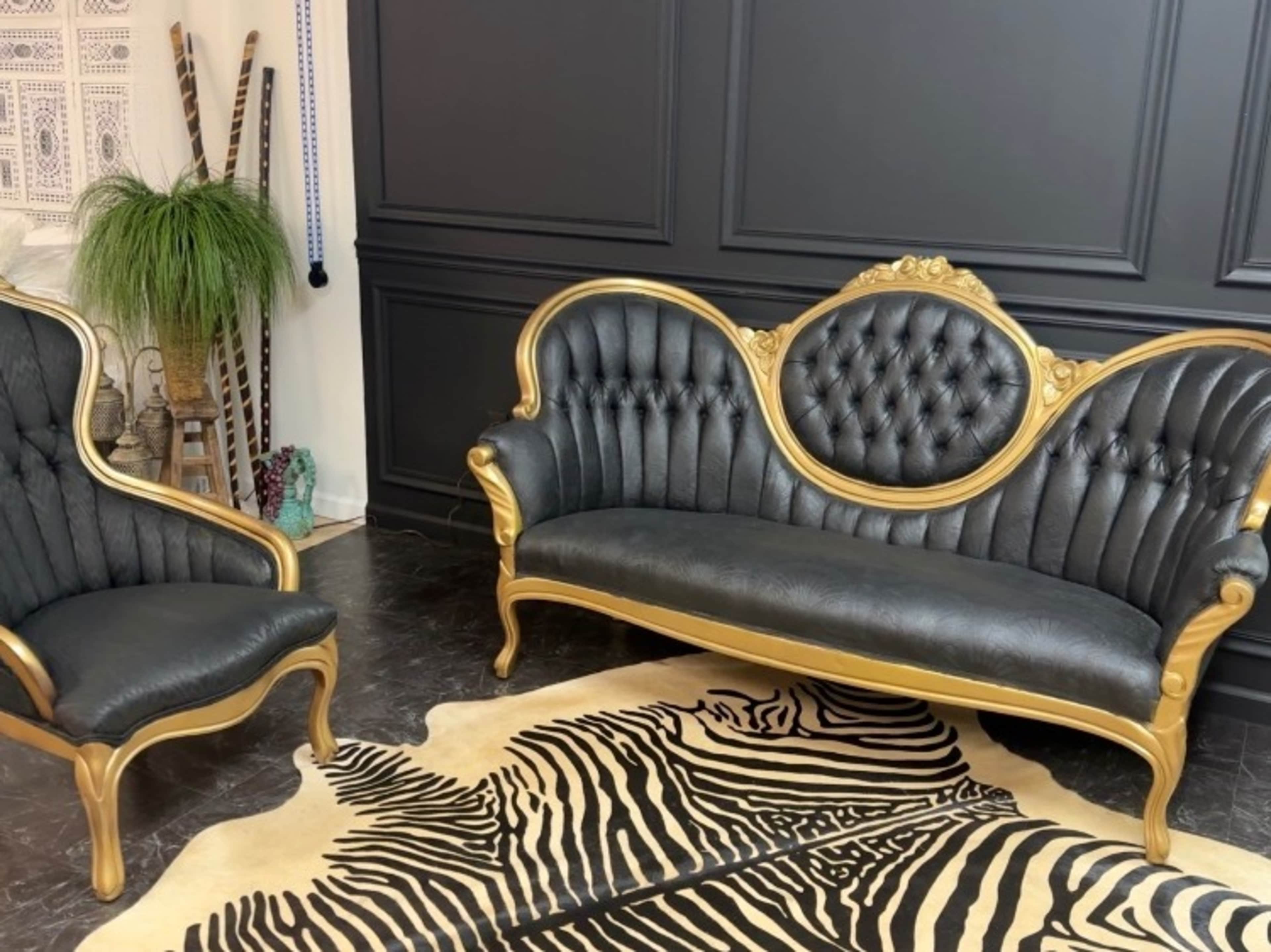 Black and Gold Sofa Set