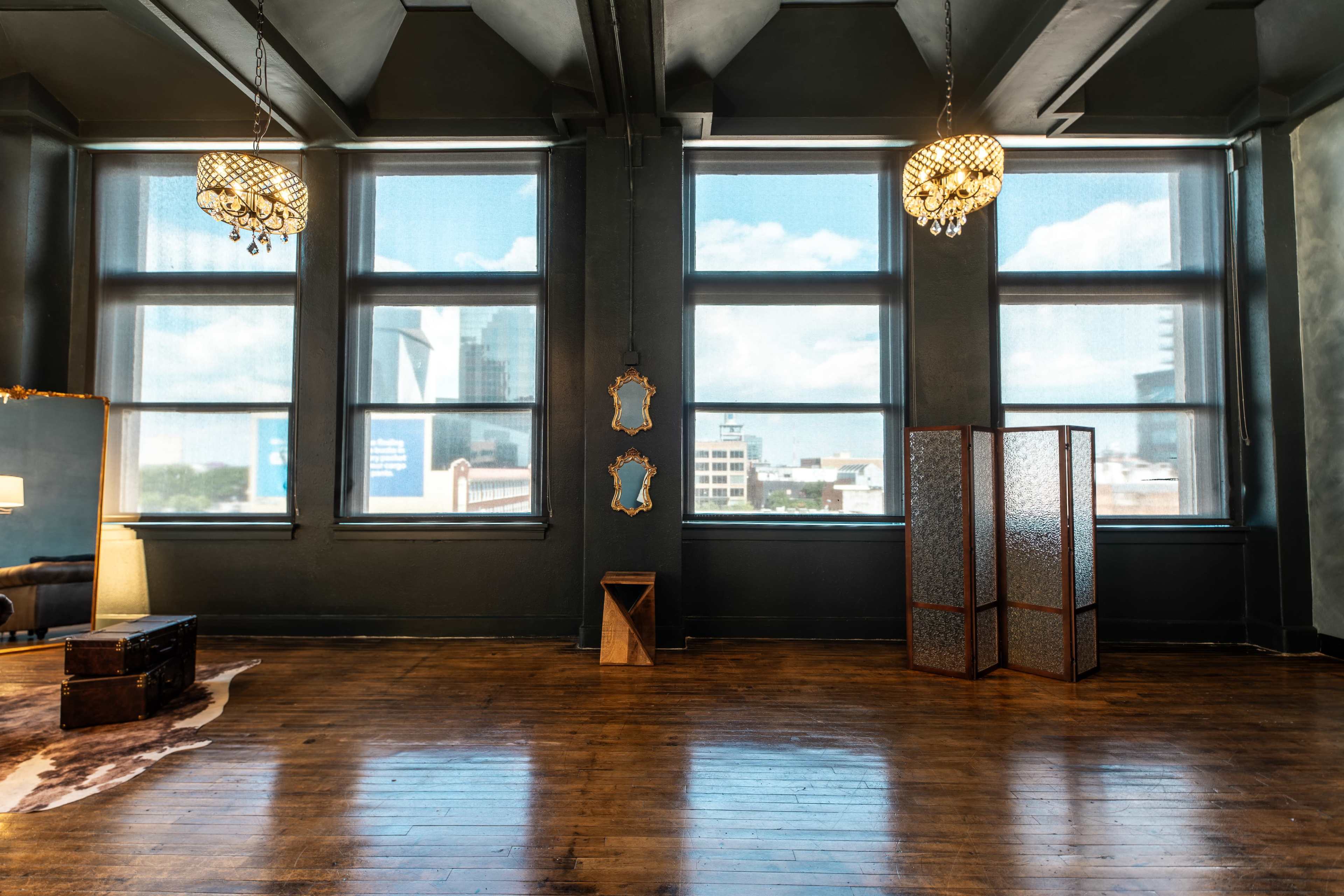 Dark and Moody Natural Light Studio Image in Dallas Downtown Historic District, Dallas, TX