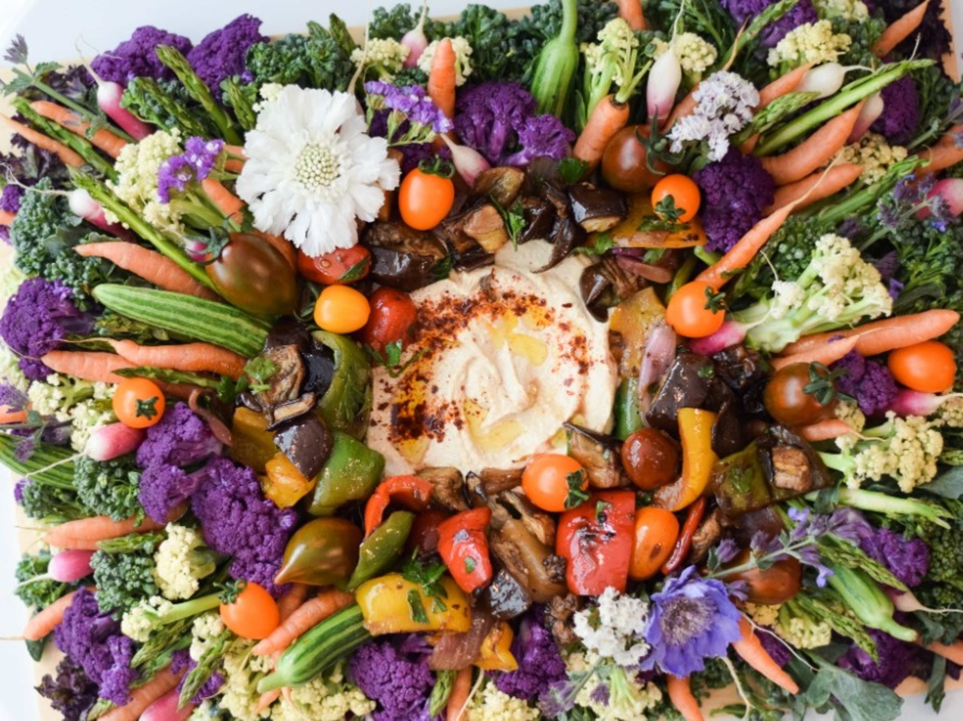 Crudites, Roasted Vegetable, + Hummus Board 