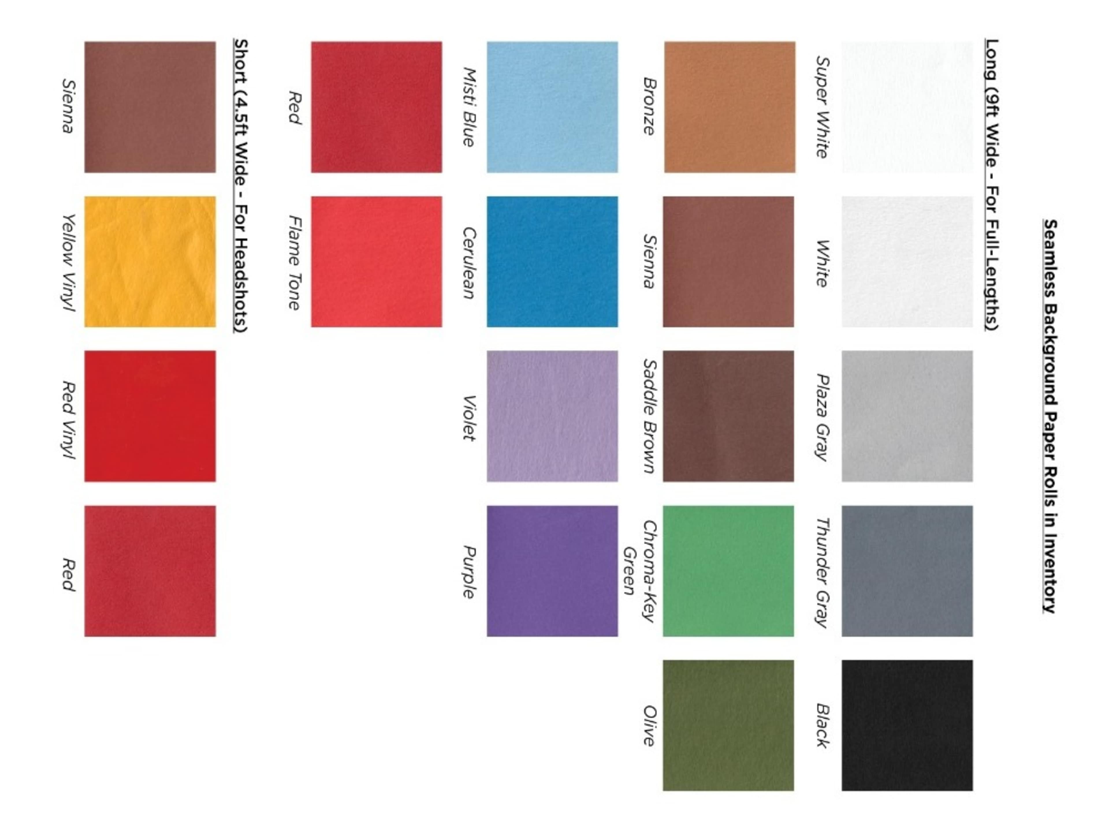 Seamless Paper Backdrop Inventory - photos