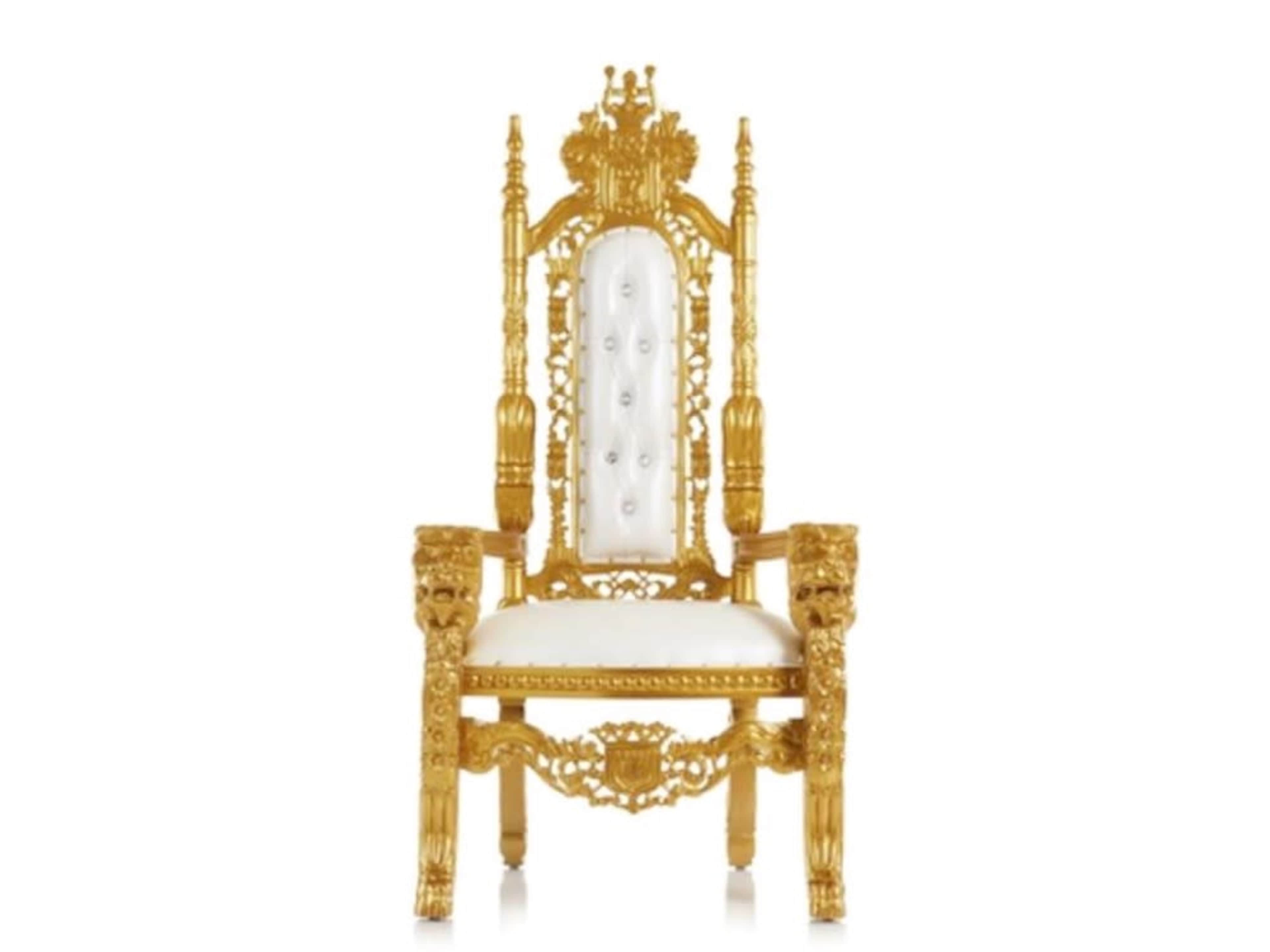 Gold and White Throne Chair 