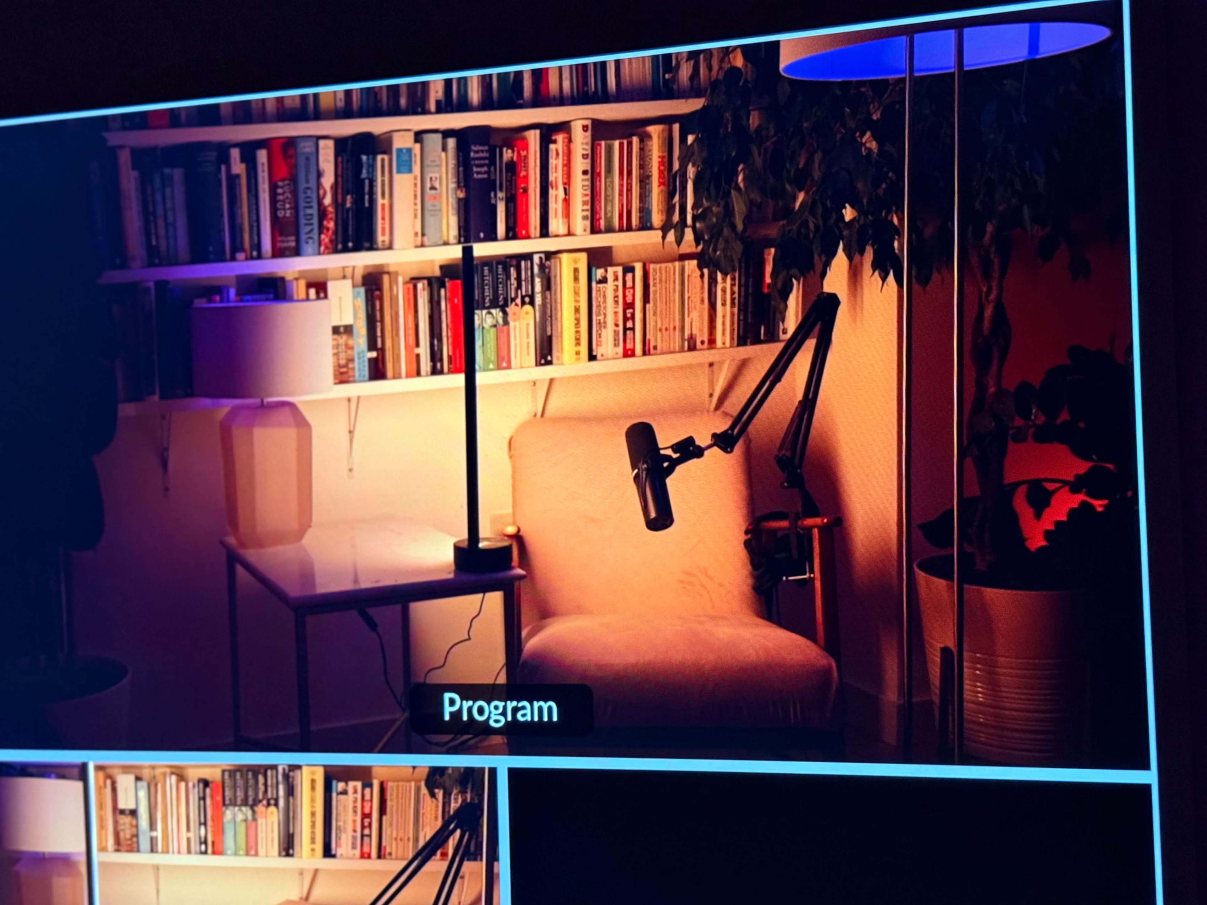 Podcast TV Studio & bookshelf Image in Canary Wharf, London, ENG