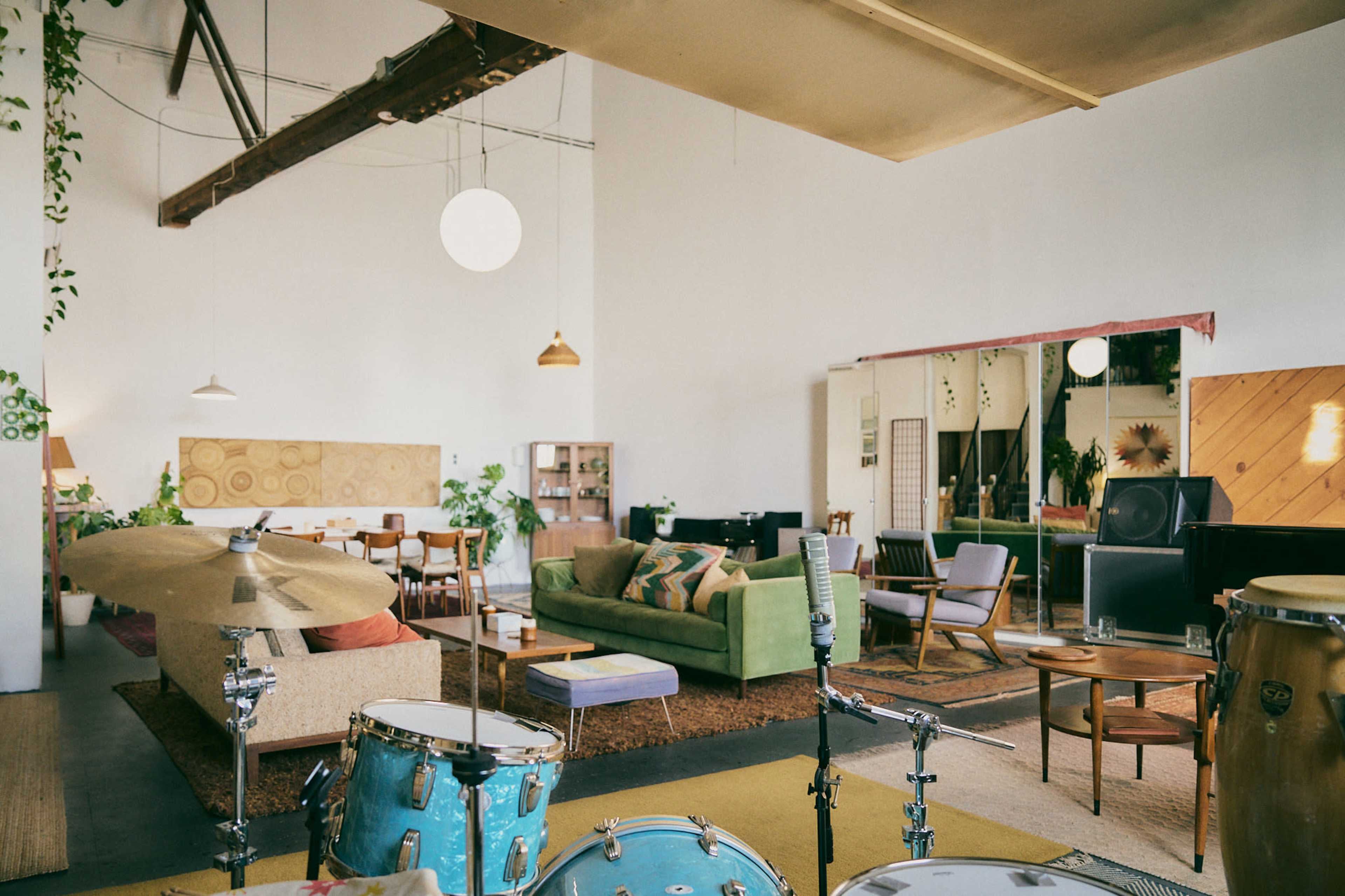 Light-Filled Plant-Lush Mid-Century Industrial Loft & Pro Recording Studio | DTLA 2000 sf Image in Central LA, Los Angeles, CA