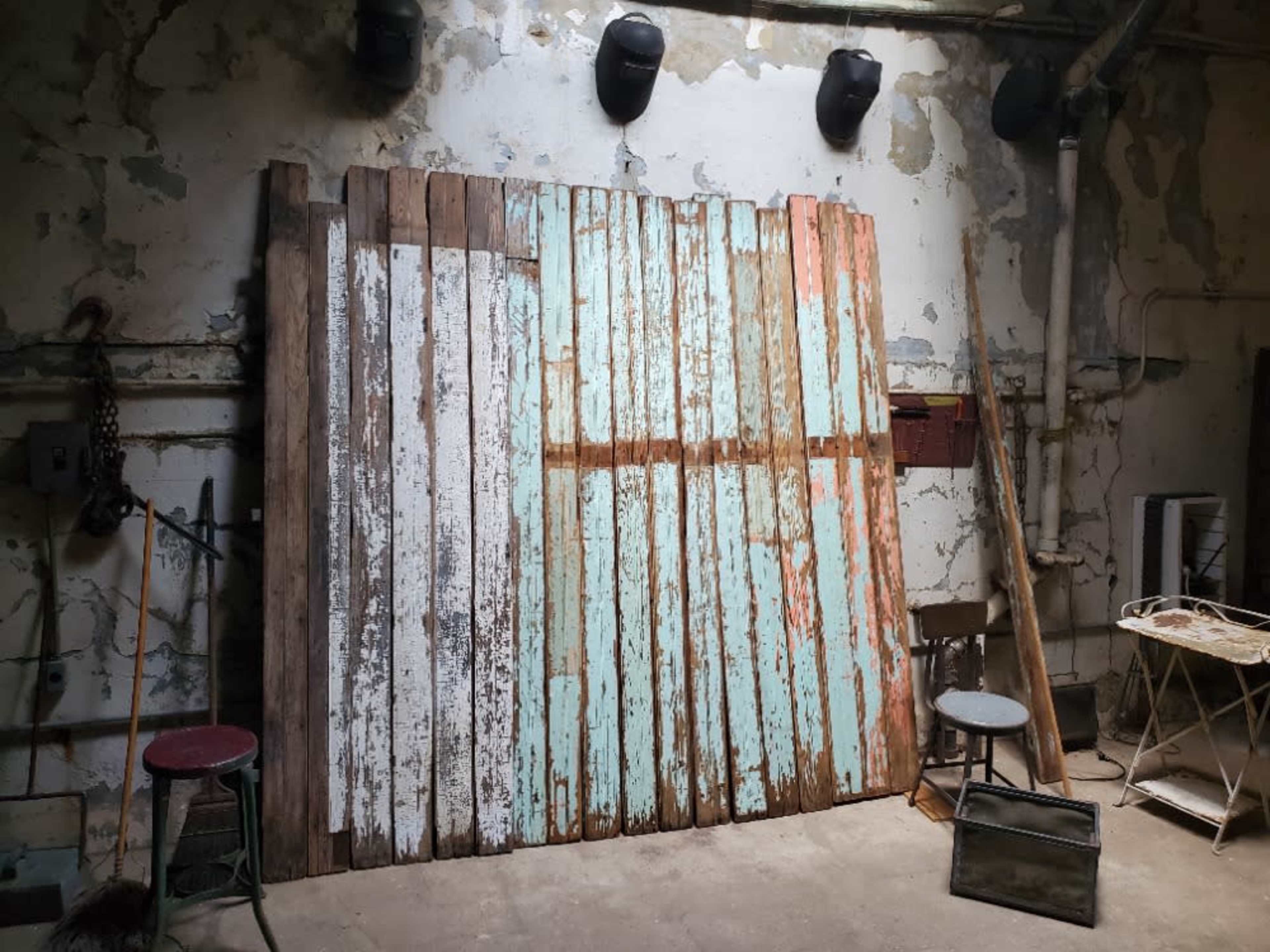 Distressed beadboard from abandoned farmhouse