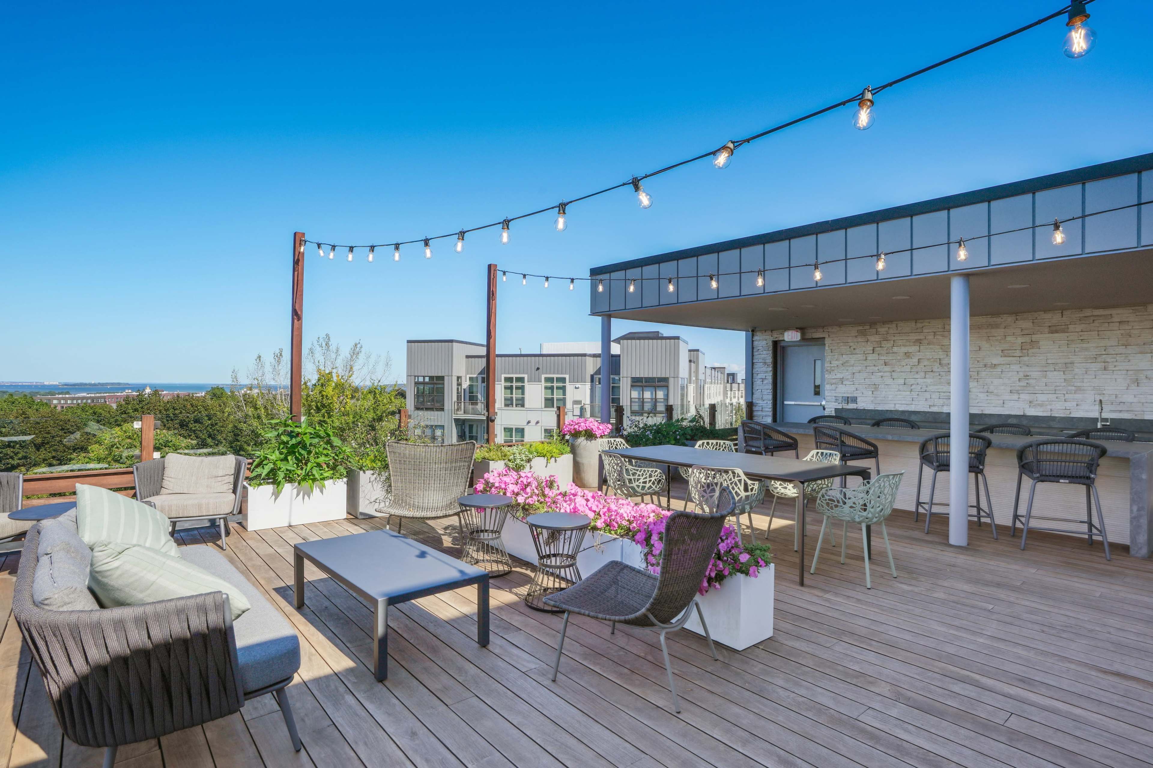 Rooftop Lounge with views of the Boston skyline and Quincy harbor Image in Quincy, Quincy, MA