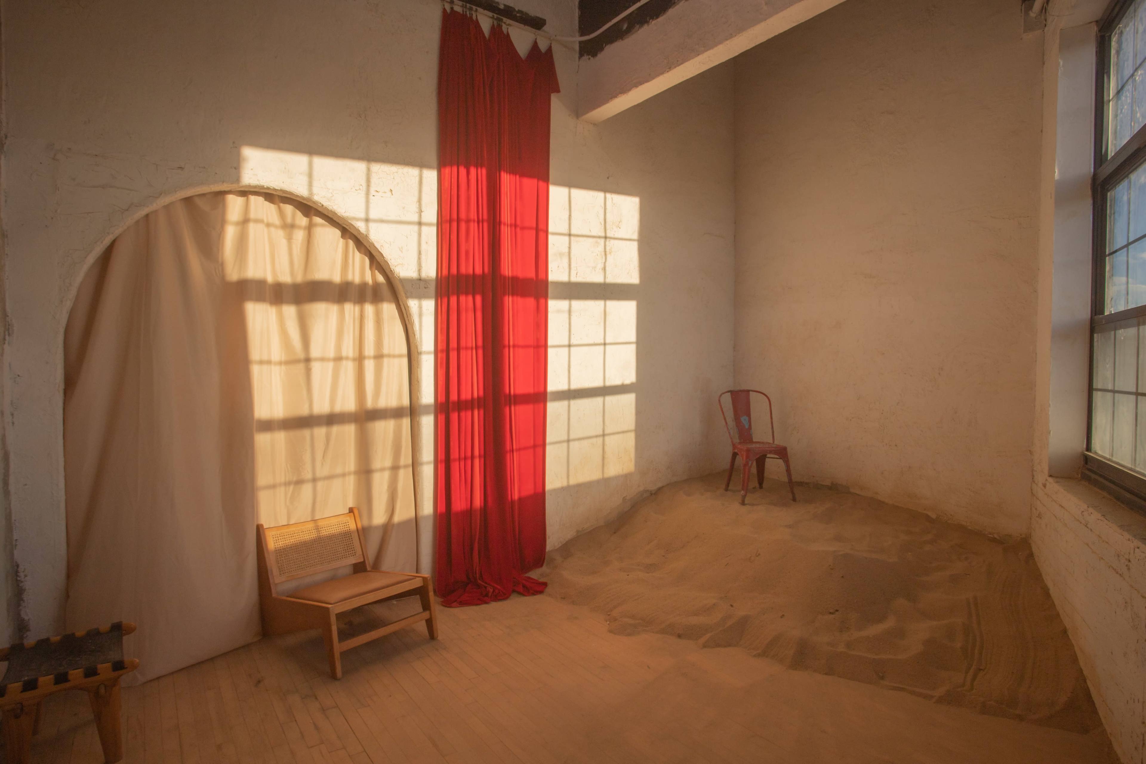 Sunny Photo Studio with Sand Image in Bushwick, Brooklyn, NY