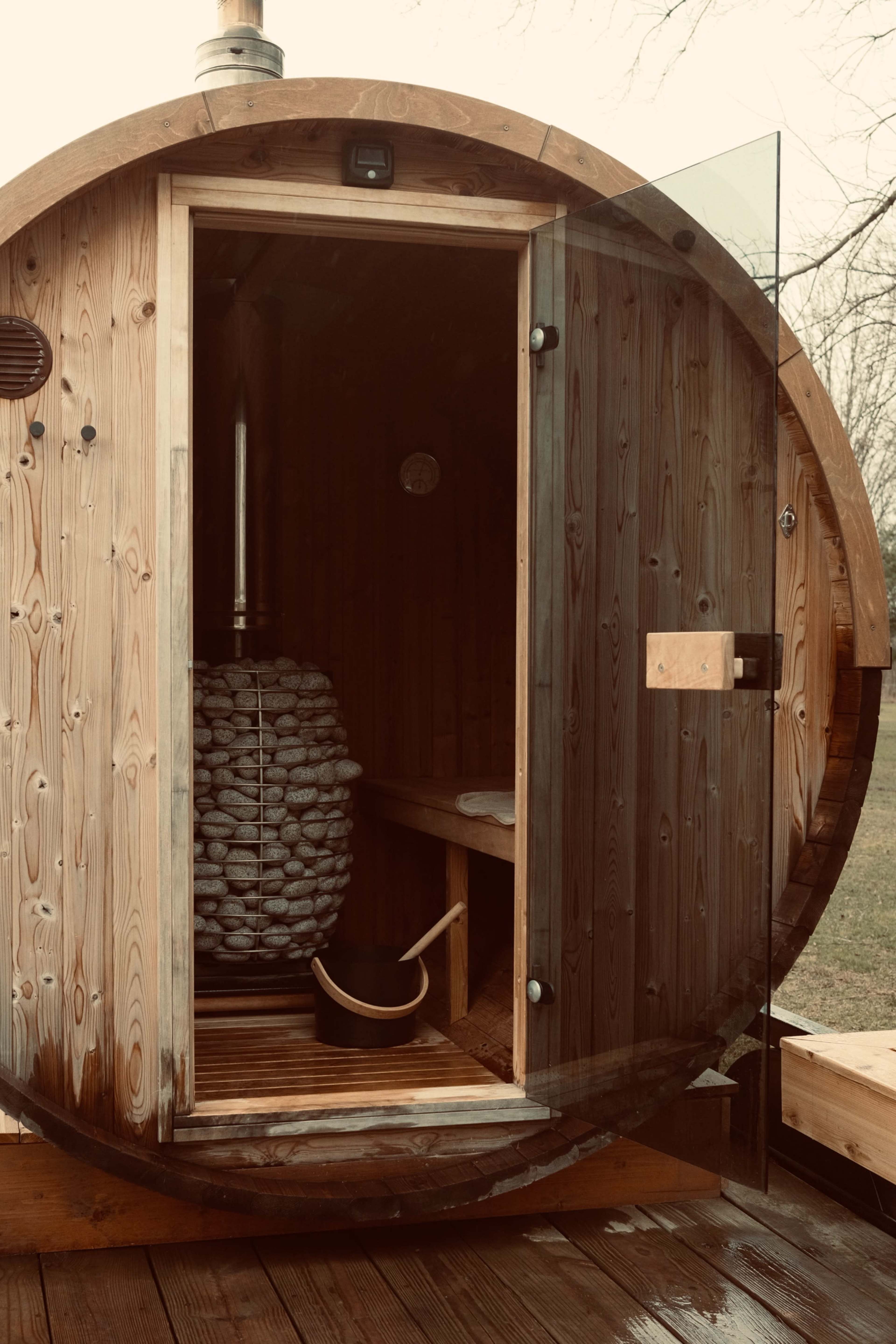 Natural Light and White Home with Barrel Sauna Image in Farmington, Farmington, NY