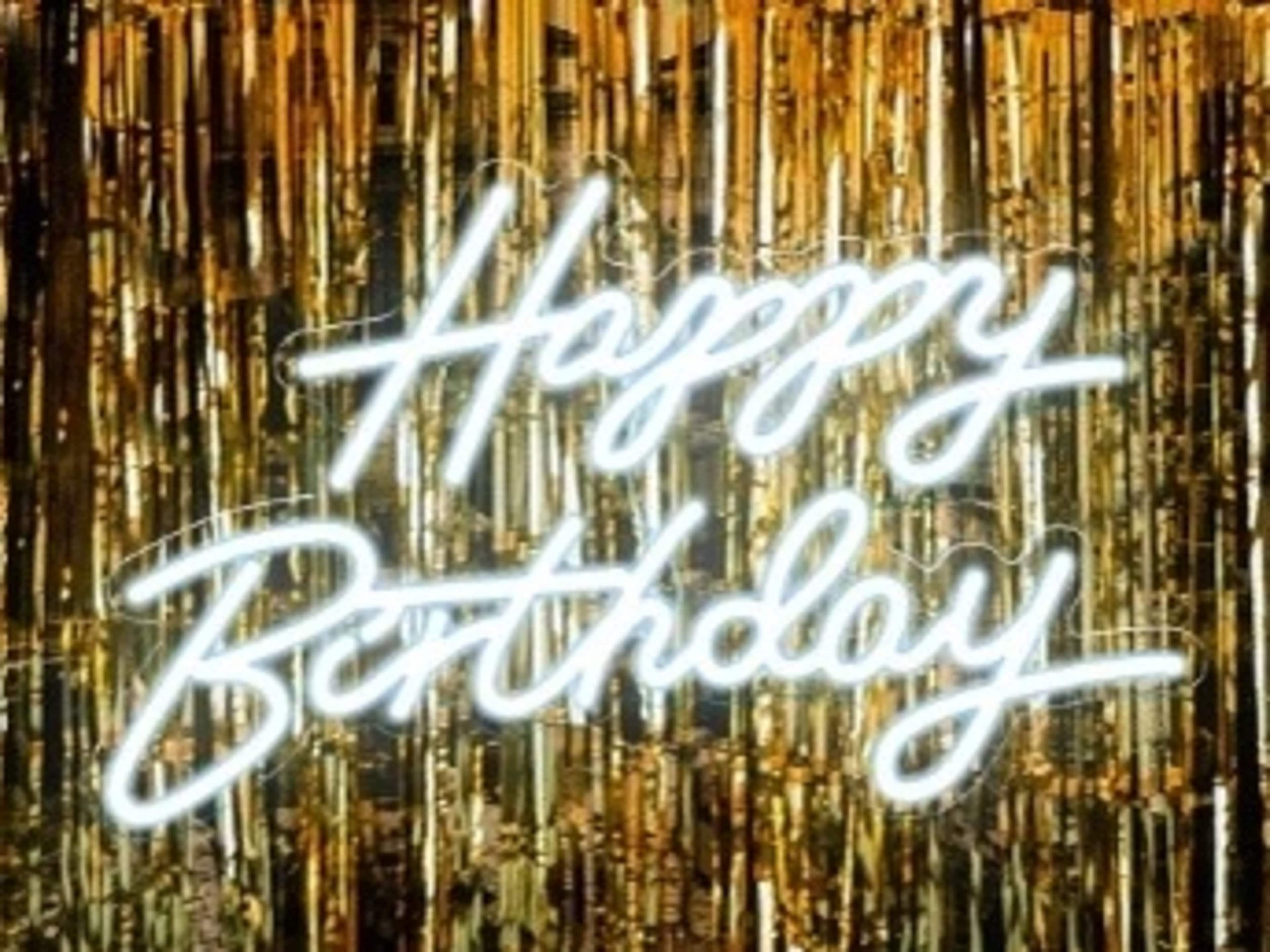 "Happy birthday" neon sign rental